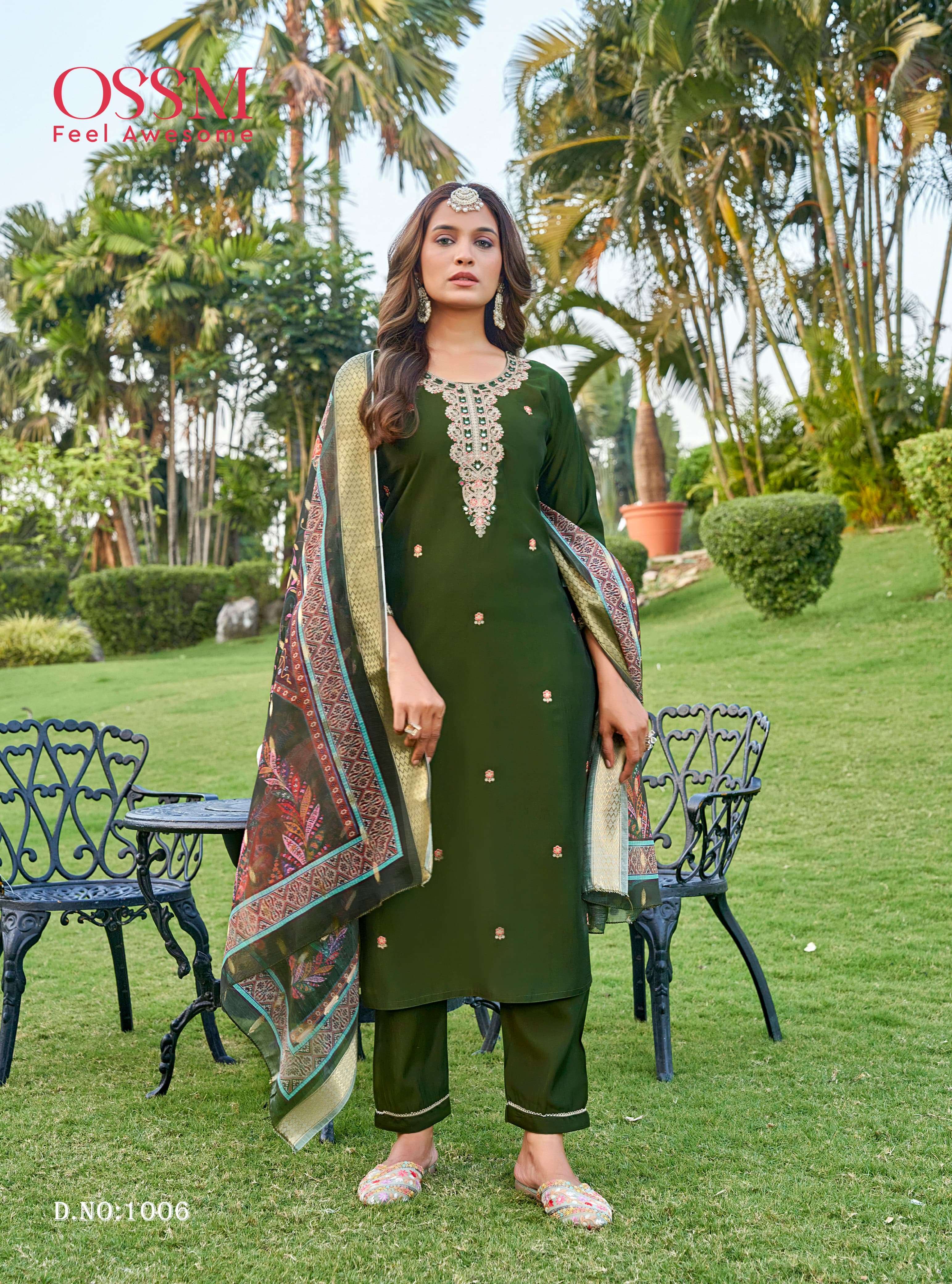 OSSM RANGAT VOL 2 VISCOSE SILK FANCY WORKS KURTI COMBO SET 