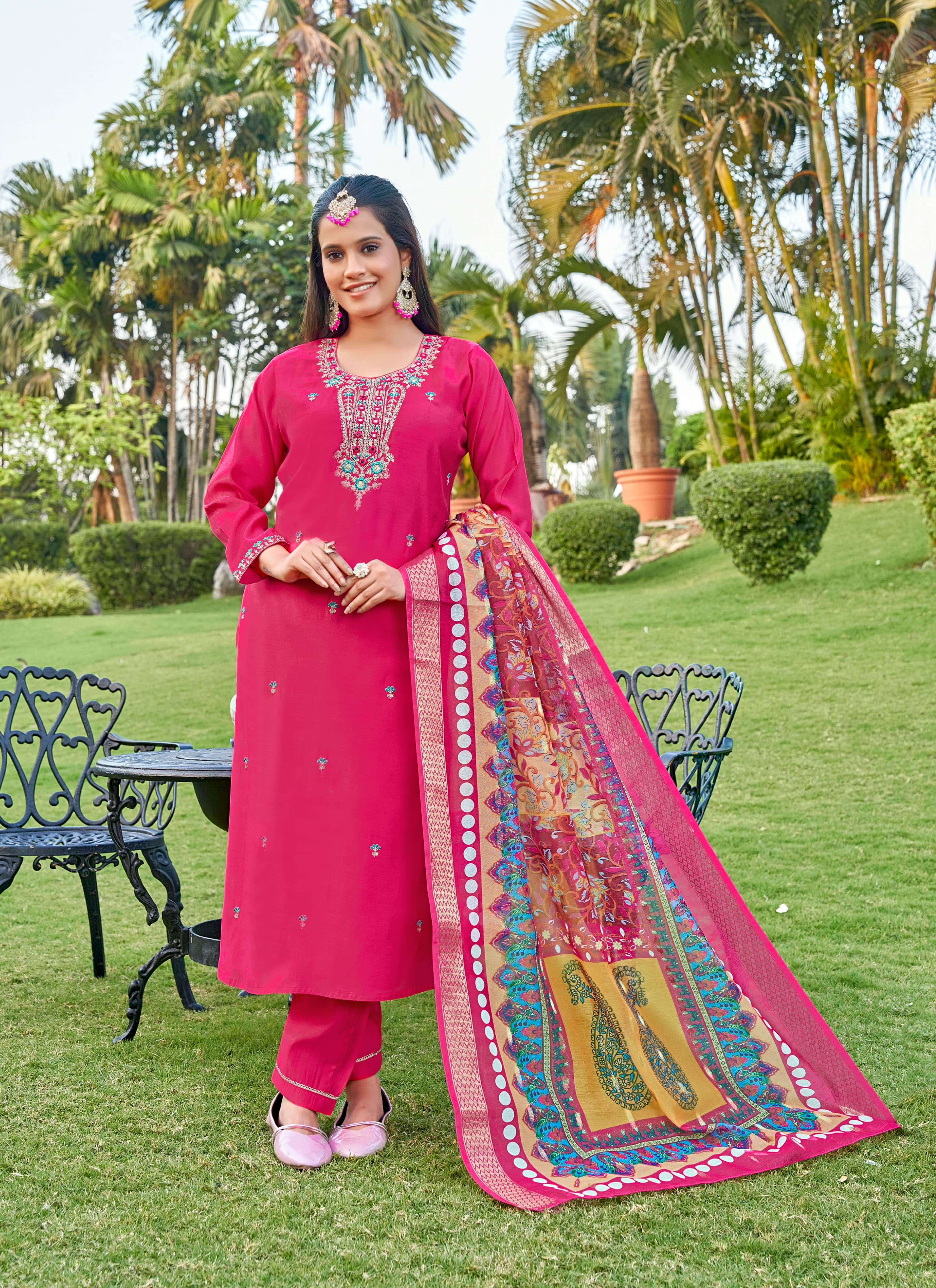 OSSM RANGAT VOL 2 VISCOSE SILK FANCY WORKS KURTI COMBO SET 