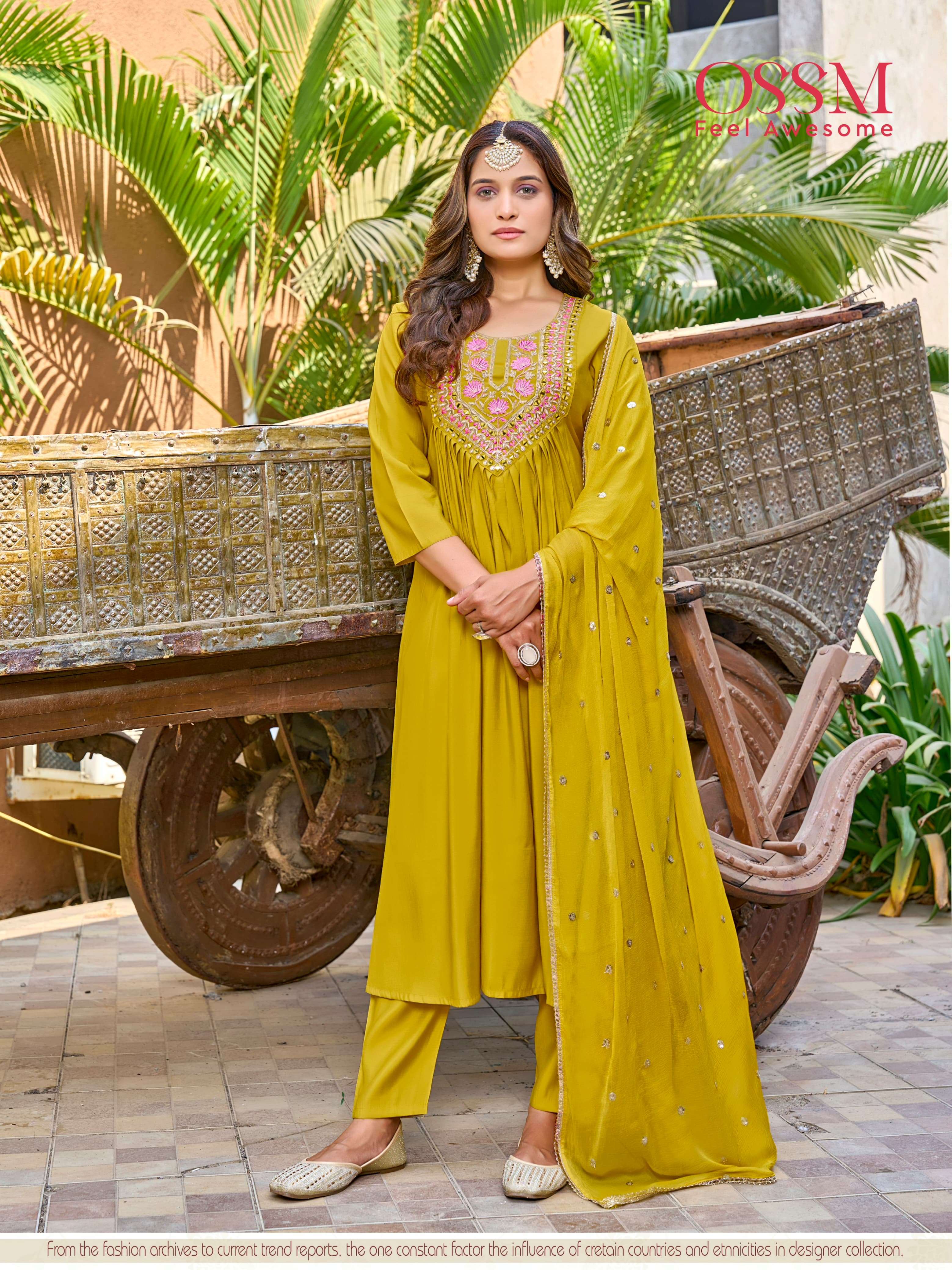 OSSM RUTBAA SILK DESIGNER NAIRA STYLE LADIES KURTI COMBO SET