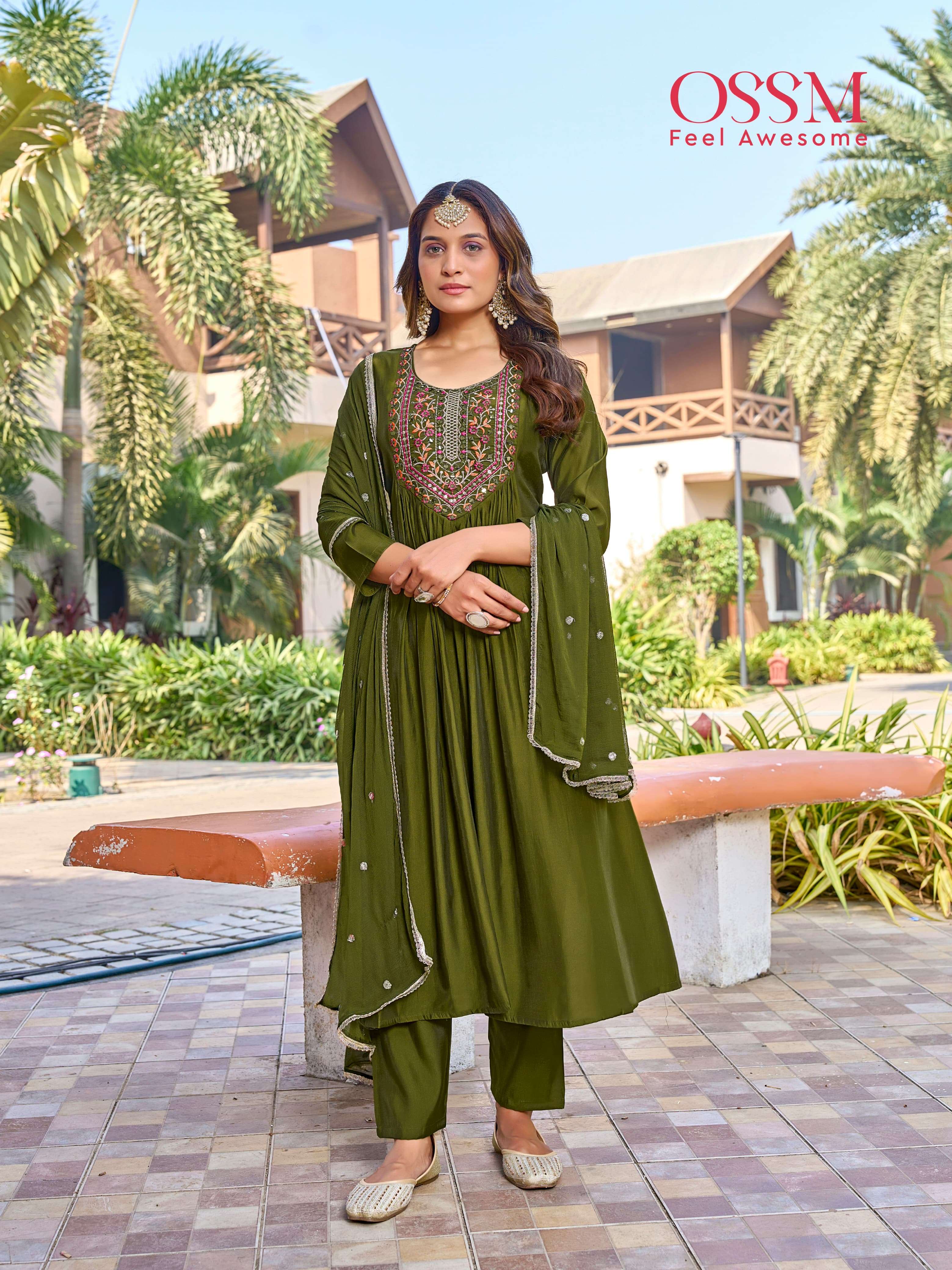 OSSM RUTBAA SILK DESIGNER NAIRA STYLE LADIES KURTI COMBO SET