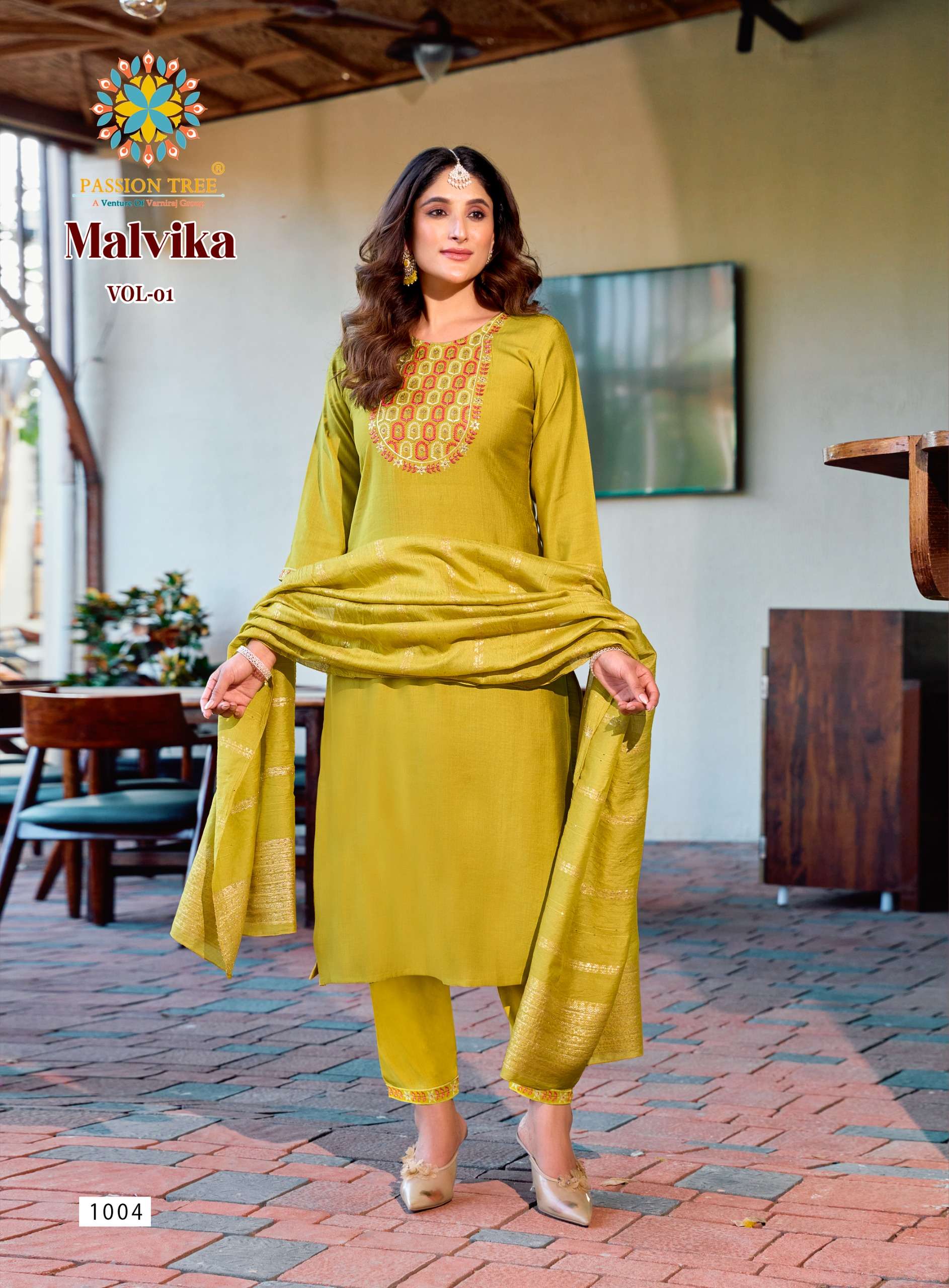 PASSION TREE MALVIKA VOL 1 SILK FANCY KURTI WITH PANT AND DUPATTA SET