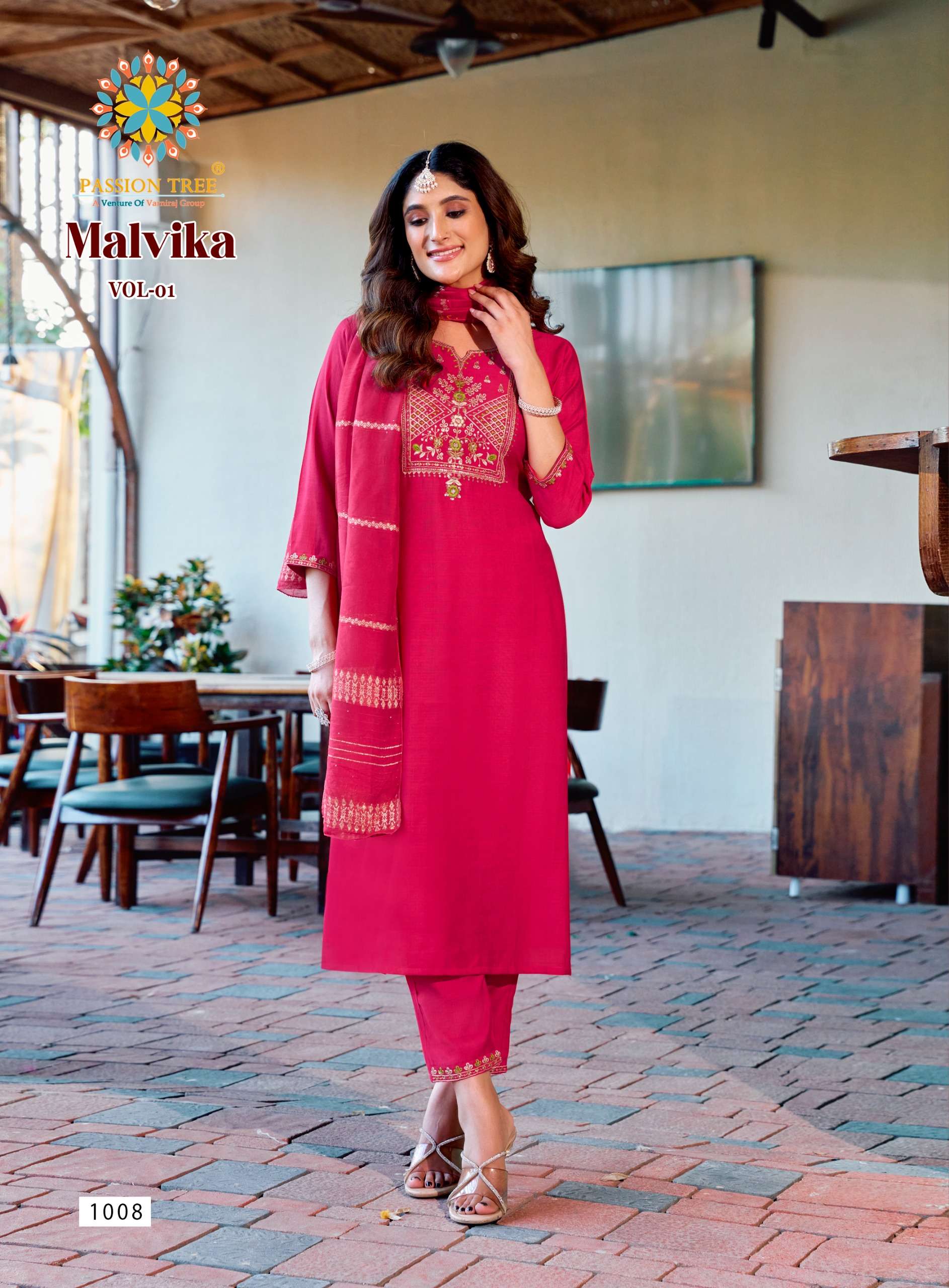 PASSION TREE MALVIKA VOL 1 SILK FANCY KURTI WITH PANT AND DUPATTA SET