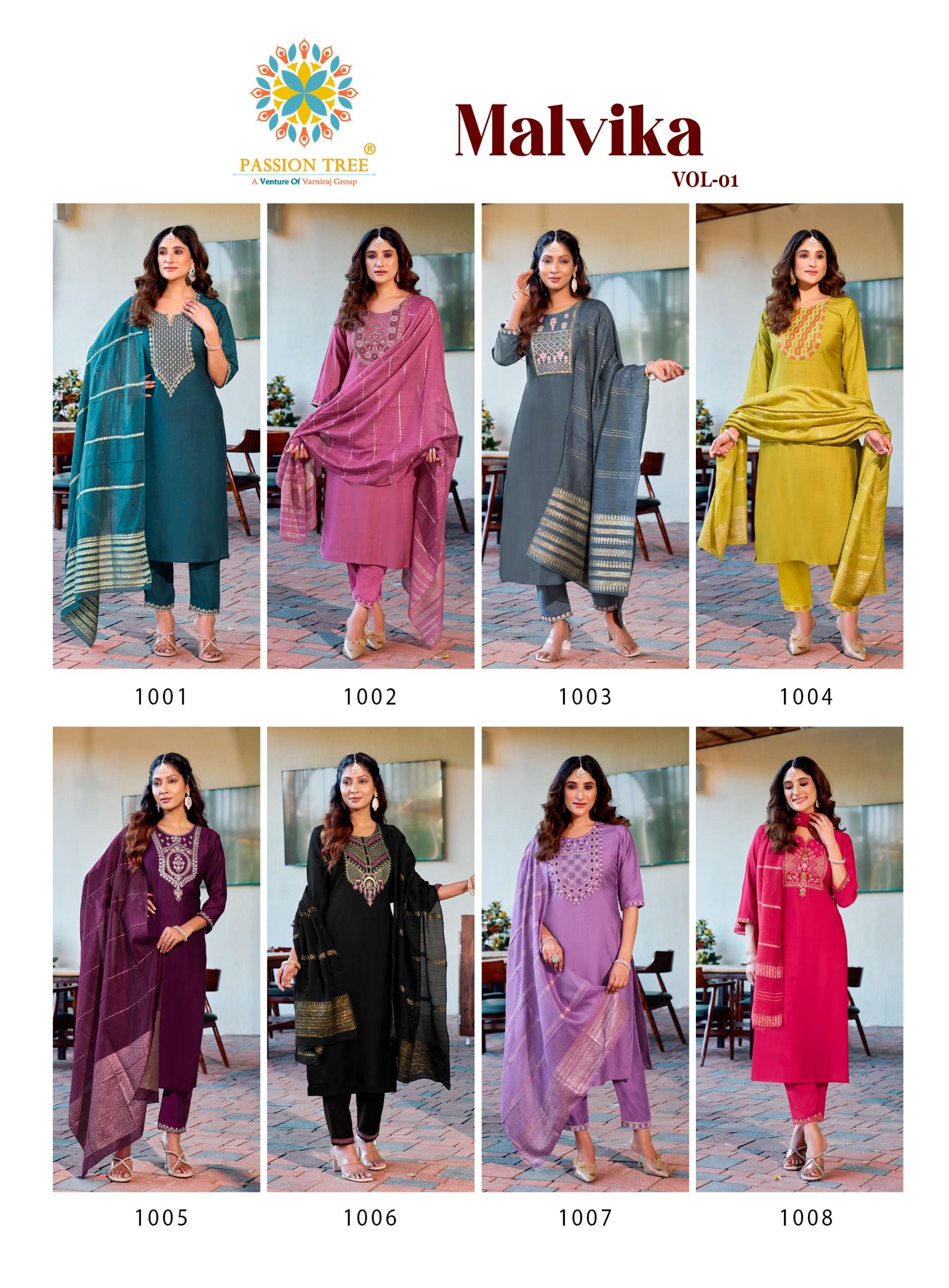 PASSION TREE MALVIKA VOL 1 SILK FANCY KURTI WITH PANT AND DUPATTA SET