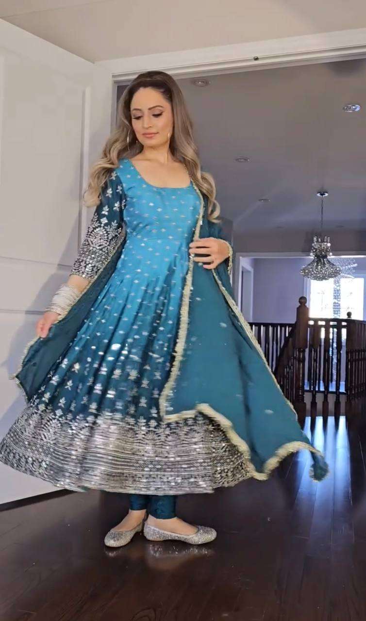PD 1086 SHADED FABRIC DESIGNER WORK ANARKALI STYLE LADIES SUIT