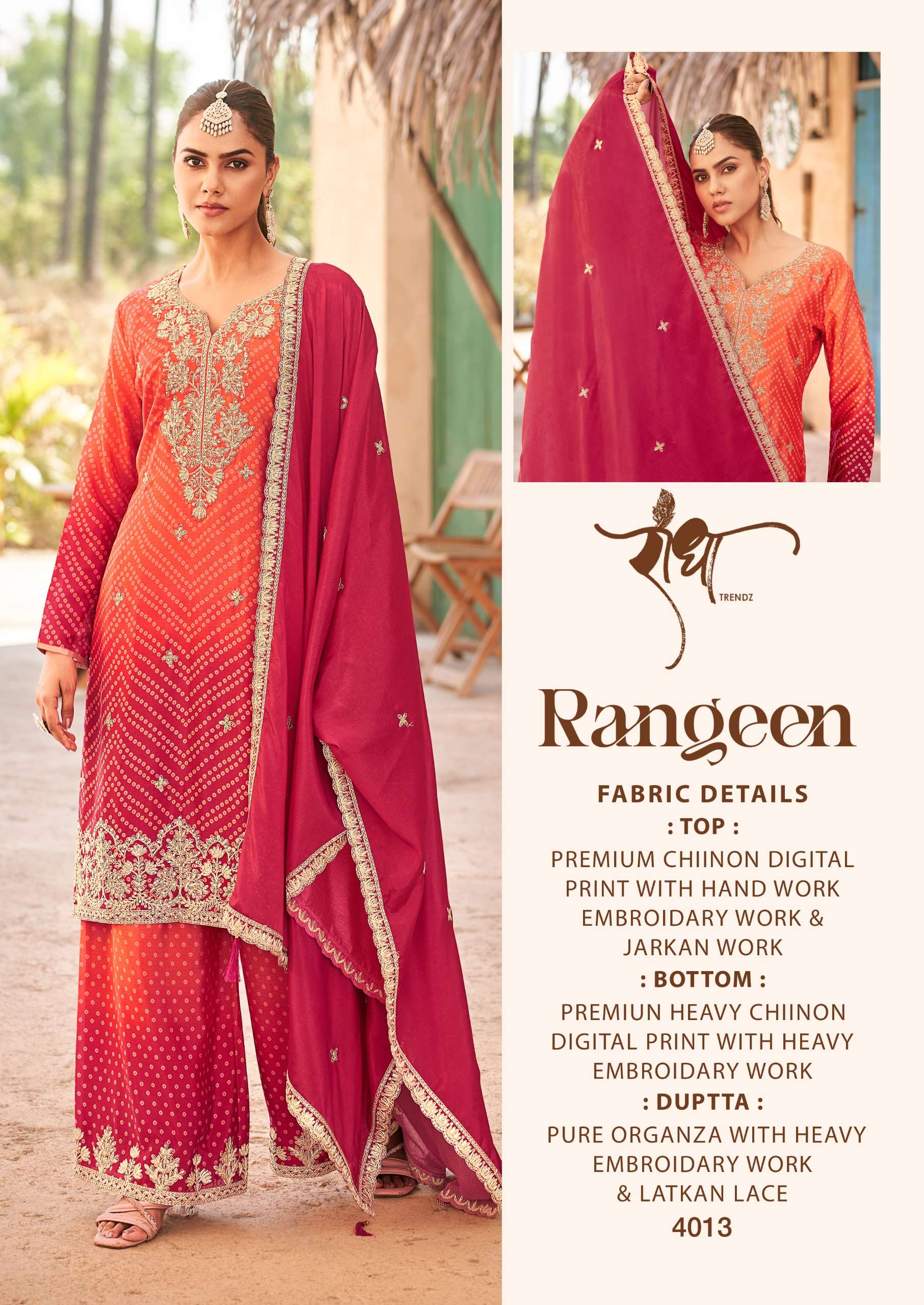 RADHA TRENDZ RANGEEN HEAVY EMBROIDERY DESIGNER PARTY WEAR SUIT