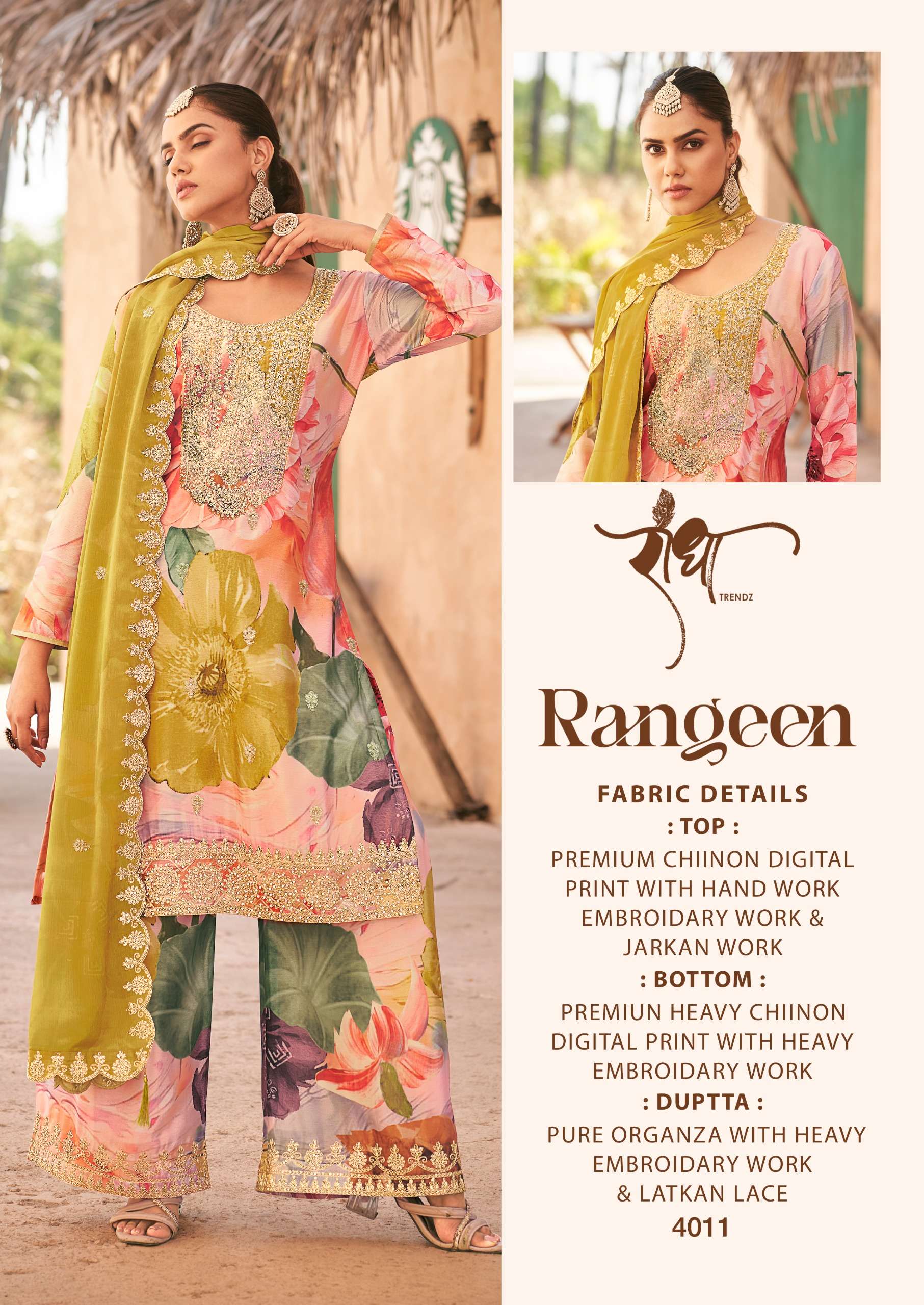 RADHA TRENDZ RANGEEN HEAVY EMBROIDERY DESIGNER PARTY WEAR SUIT