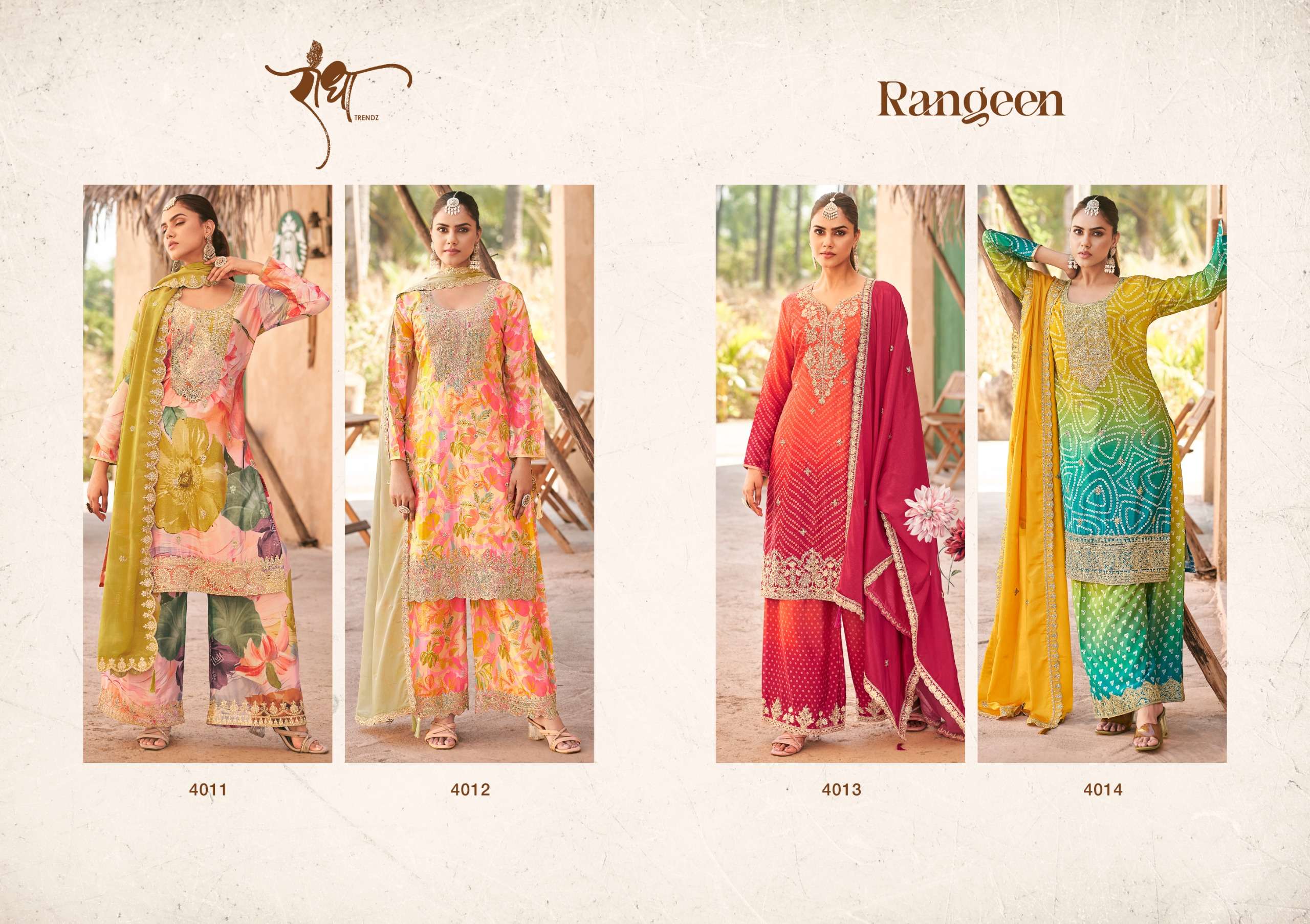 RADHA TRENDZ RANGEEN HEAVY EMBROIDERY DESIGNER PARTY WEAR SUIT