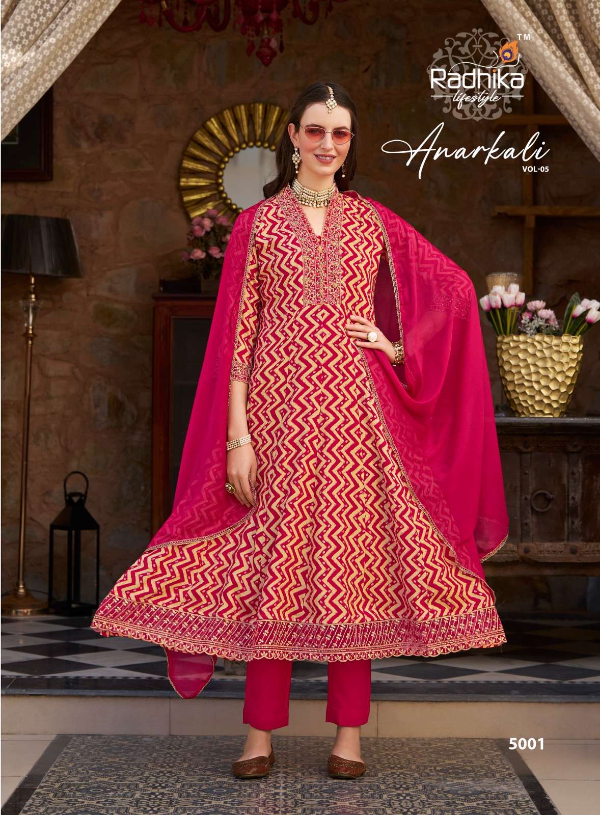RADHIKA LIFESTYLE ANARKALI VOL 5 RAYON FOIL PRINT KURTI PANT AND  DUPPTTA SET