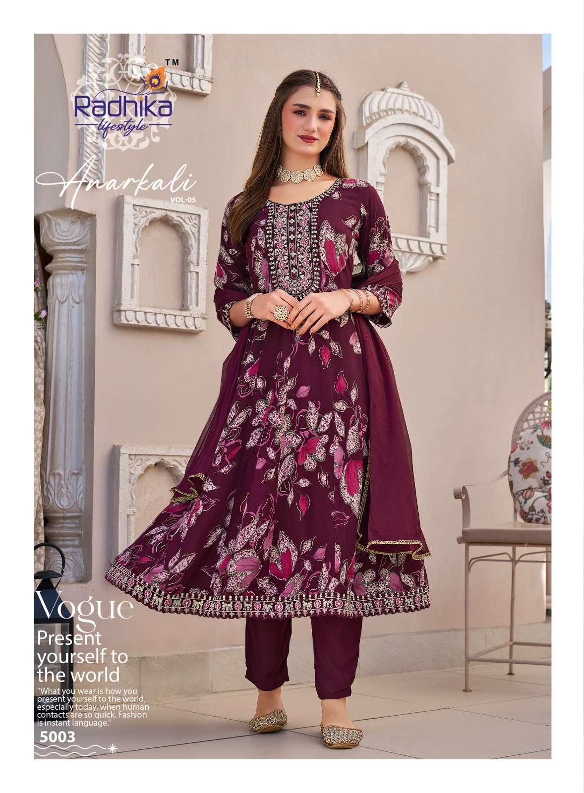 RADHIKA LIFESTYLE ANARKALI VOL 5 RAYON FOIL PRINT KURTI PANT AND  DUPPTTA SET