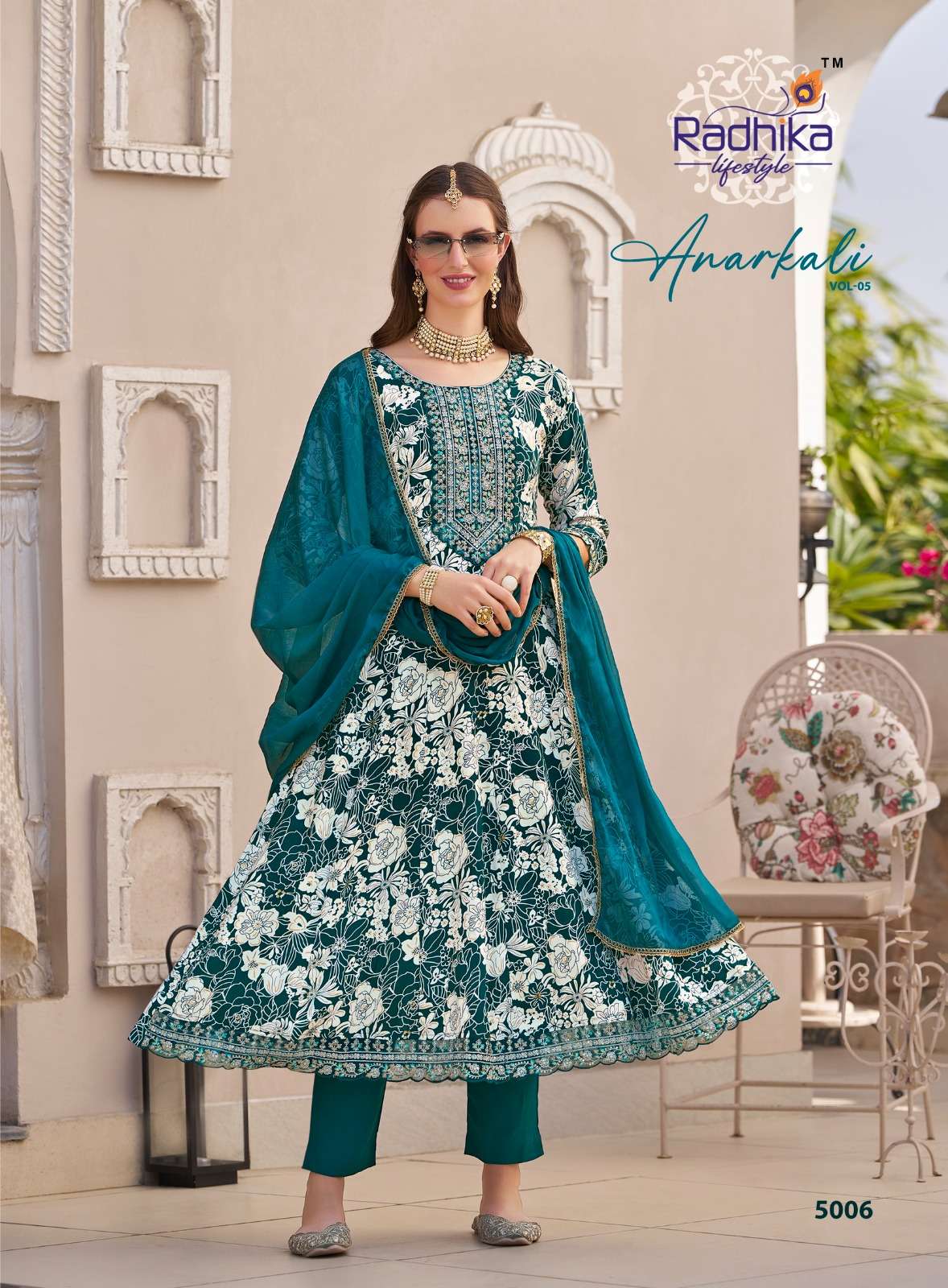 RADHIKA LIFESTYLE ANARKALI VOL 5 RAYON FOIL PRINT KURTI PANT AND  DUPPTTA SET