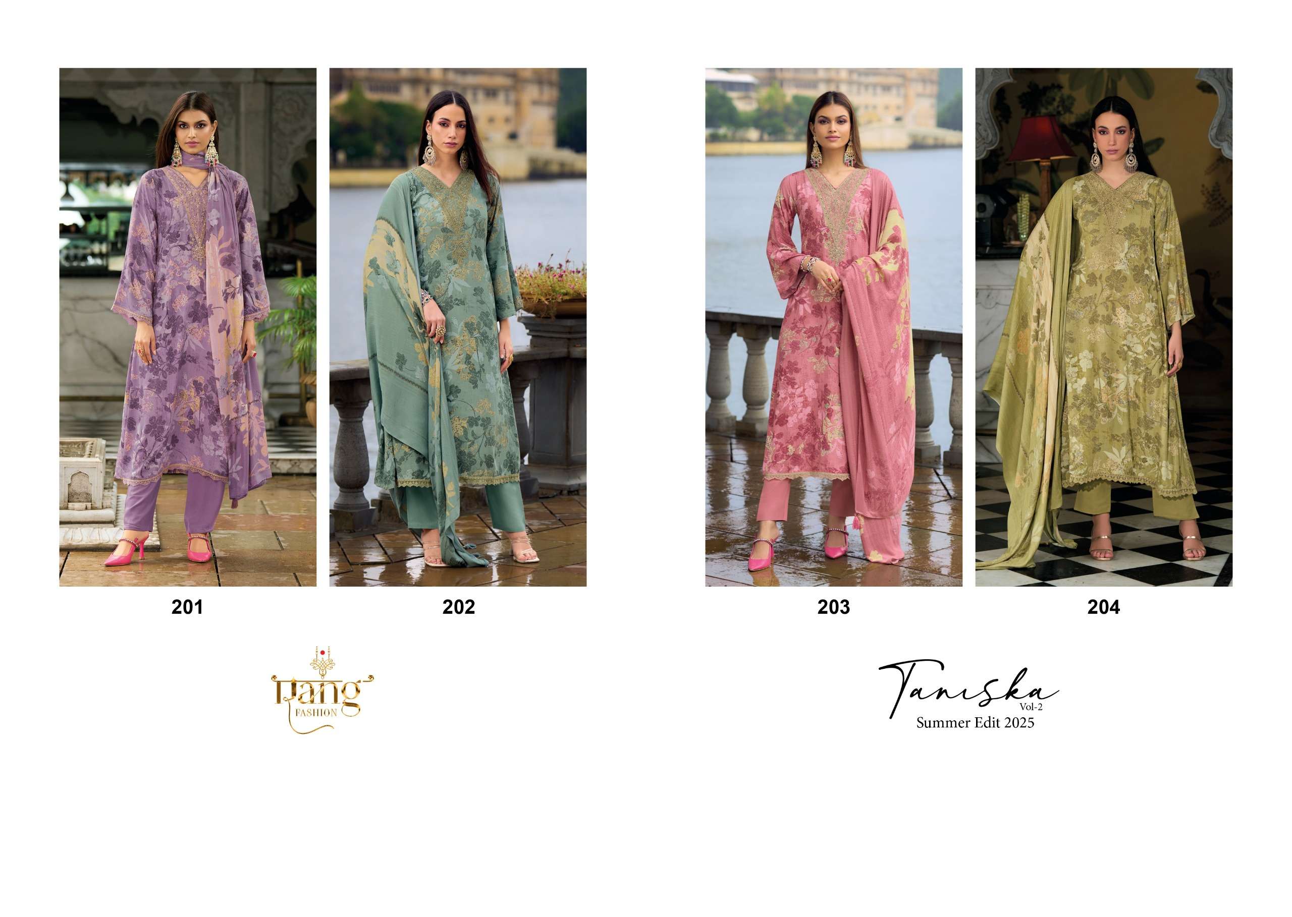 RANG FASHION TANISHKA VOL 2 VISCOSE DIGITAL PRINT WITH FANCY WORK SUIT