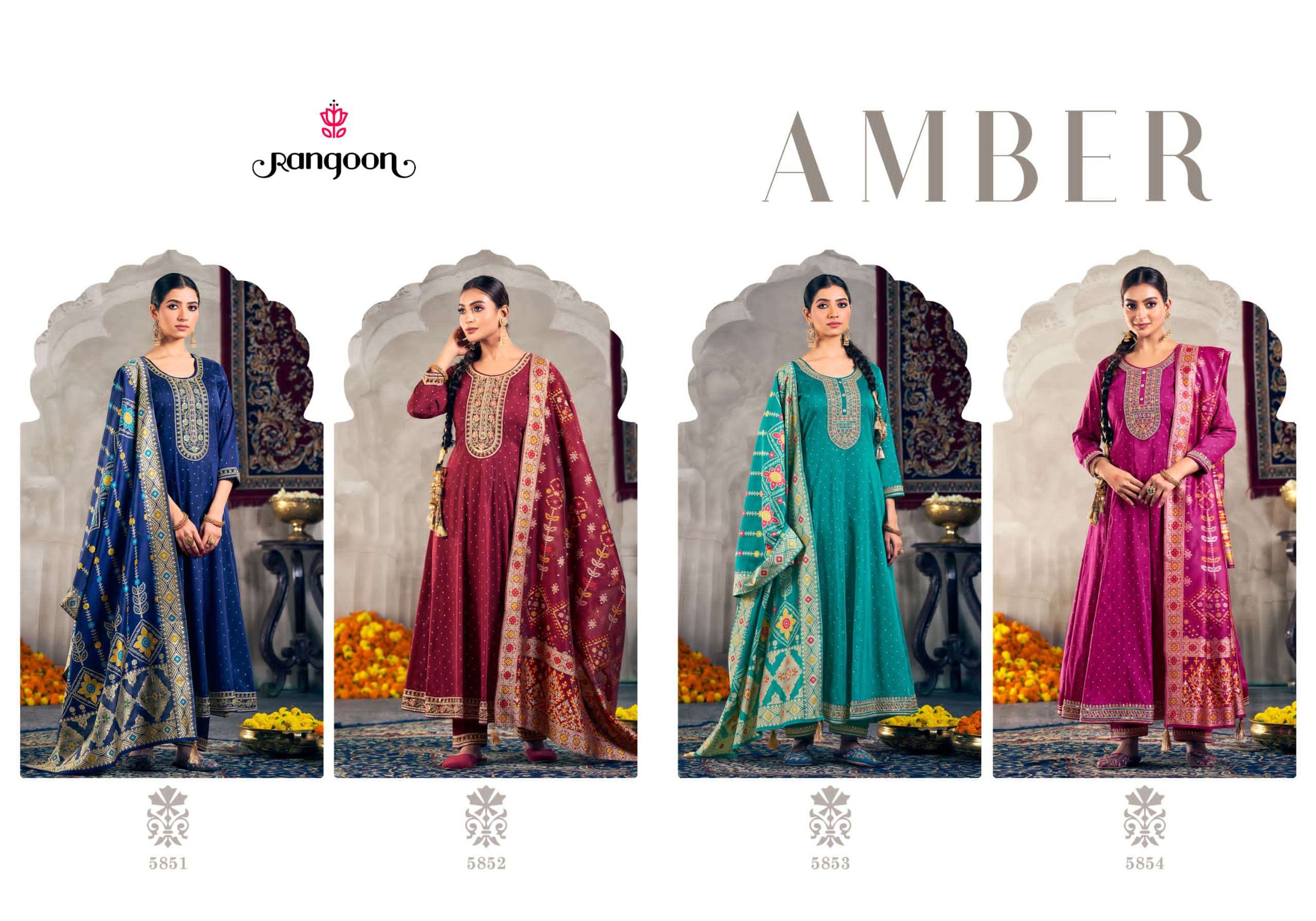 RANGOON AMBER JACQUARD DESIGNER ANARKALI STYLE LADIES SUIT