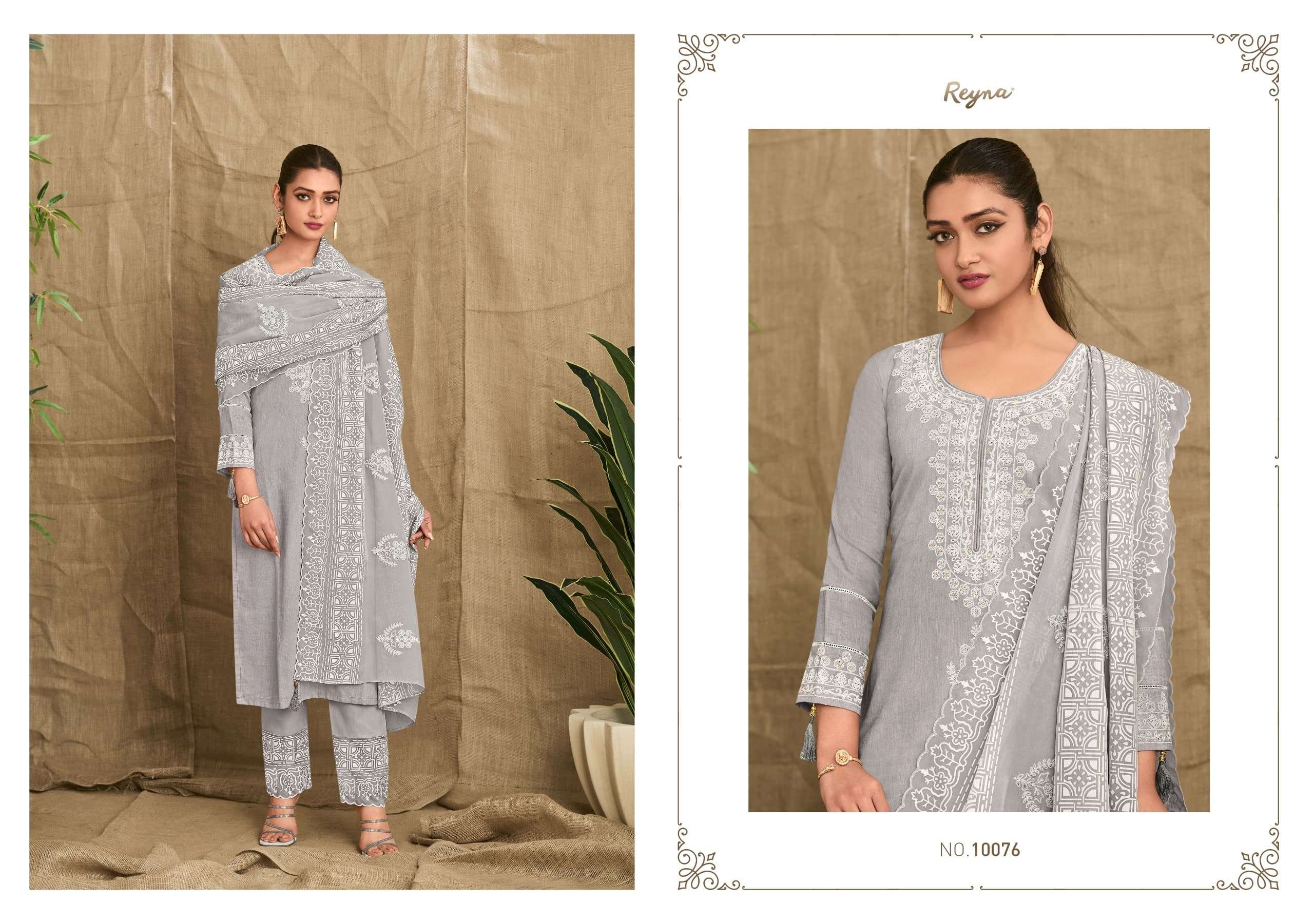 REYNA RHYTHM LINEN COTTON FANCY WORKS LADIES SUIT