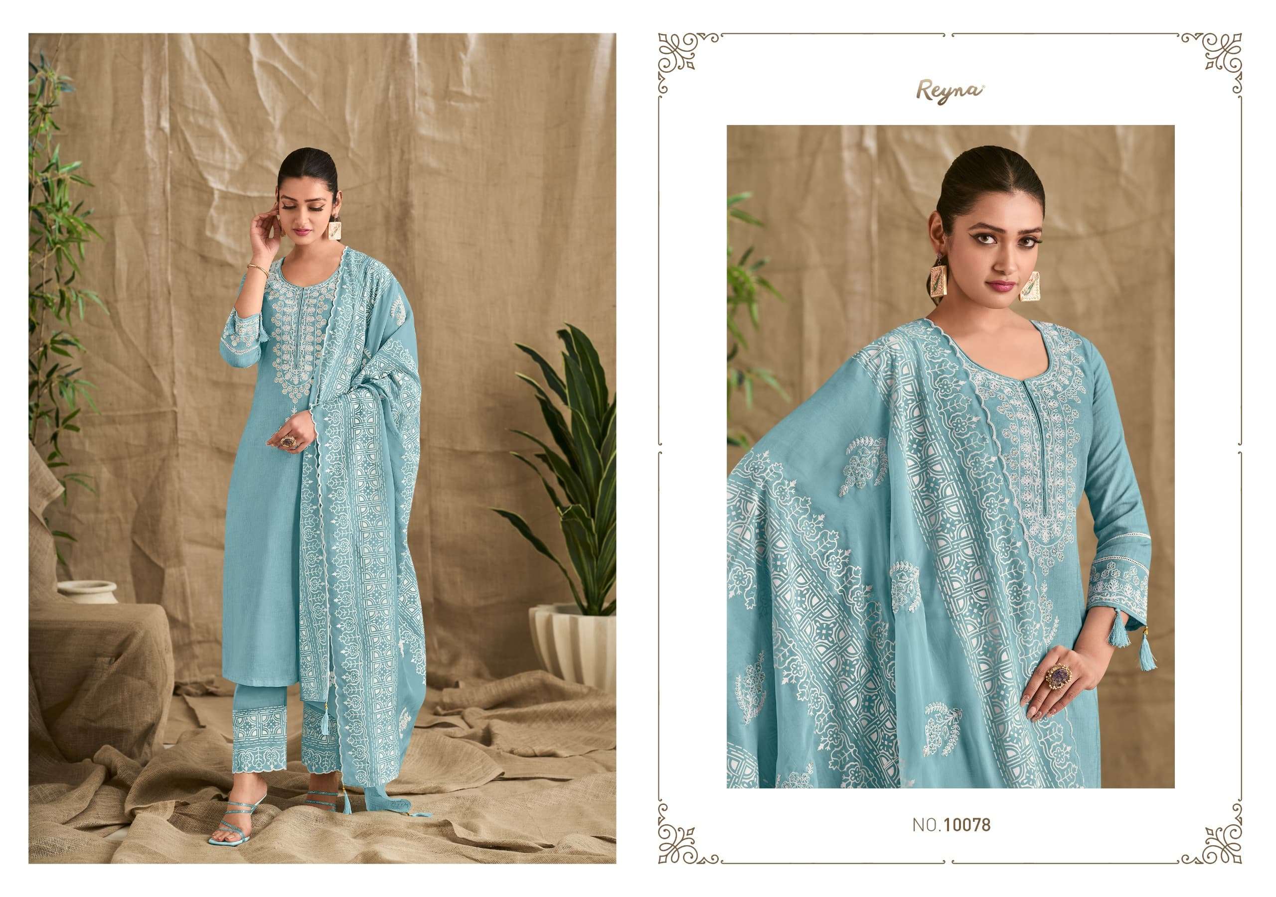 REYNA RHYTHM LINEN COTTON FANCY WORKS LADIES SUIT