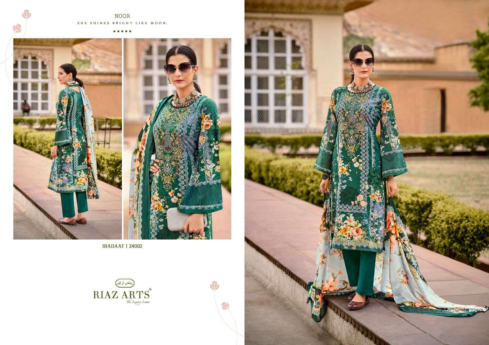 RIAZ ARTS IBADAAT LAWN COTTON DIGITAL PRINT WITH FANCY WORK SUIT