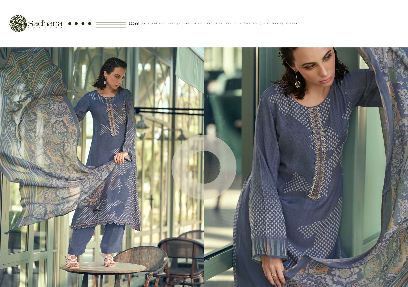  SADHANA FASHION ALEENA MUSLIN SILK PRINT WITH FANCY WORK SUIT