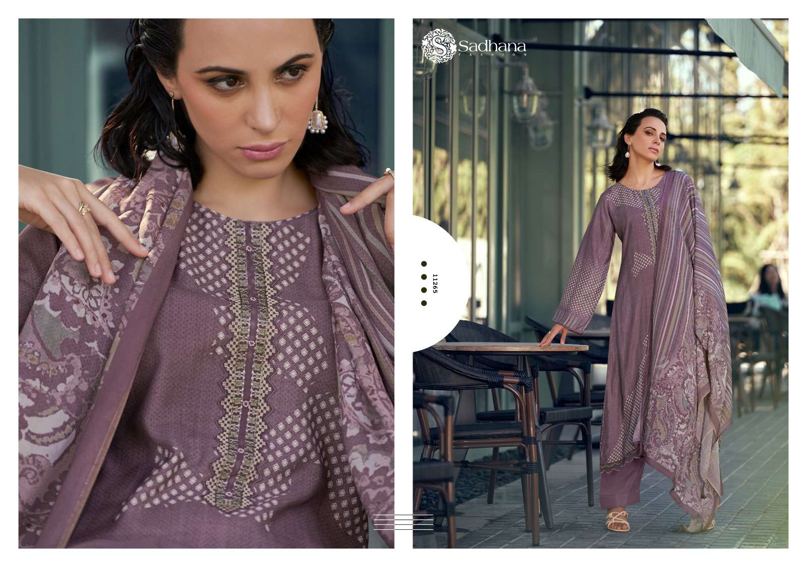  SADHANA FASHION ALEENA MUSLIN SILK PRINT WITH FANCY WORK SUIT