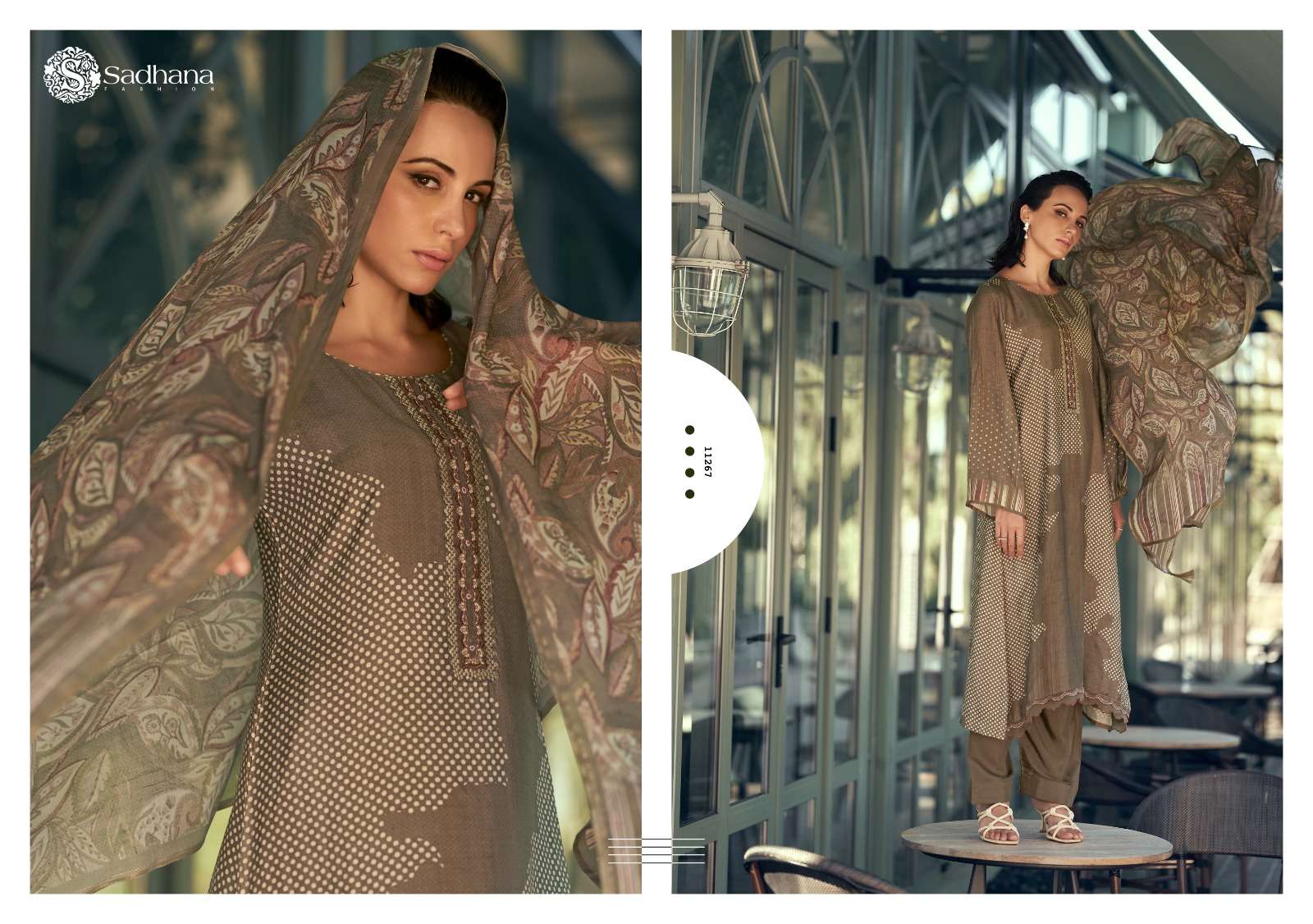  SADHANA FASHION ALEENA MUSLIN SILK PRINT WITH FANCY WORK SUIT