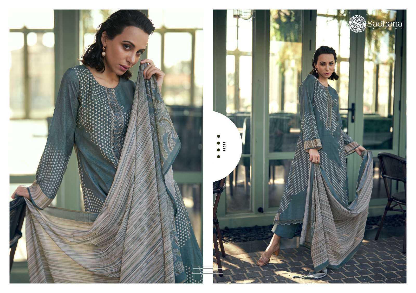  SADHANA FASHION ALEENA MUSLIN SILK PRINT WITH FANCY WORK SUIT