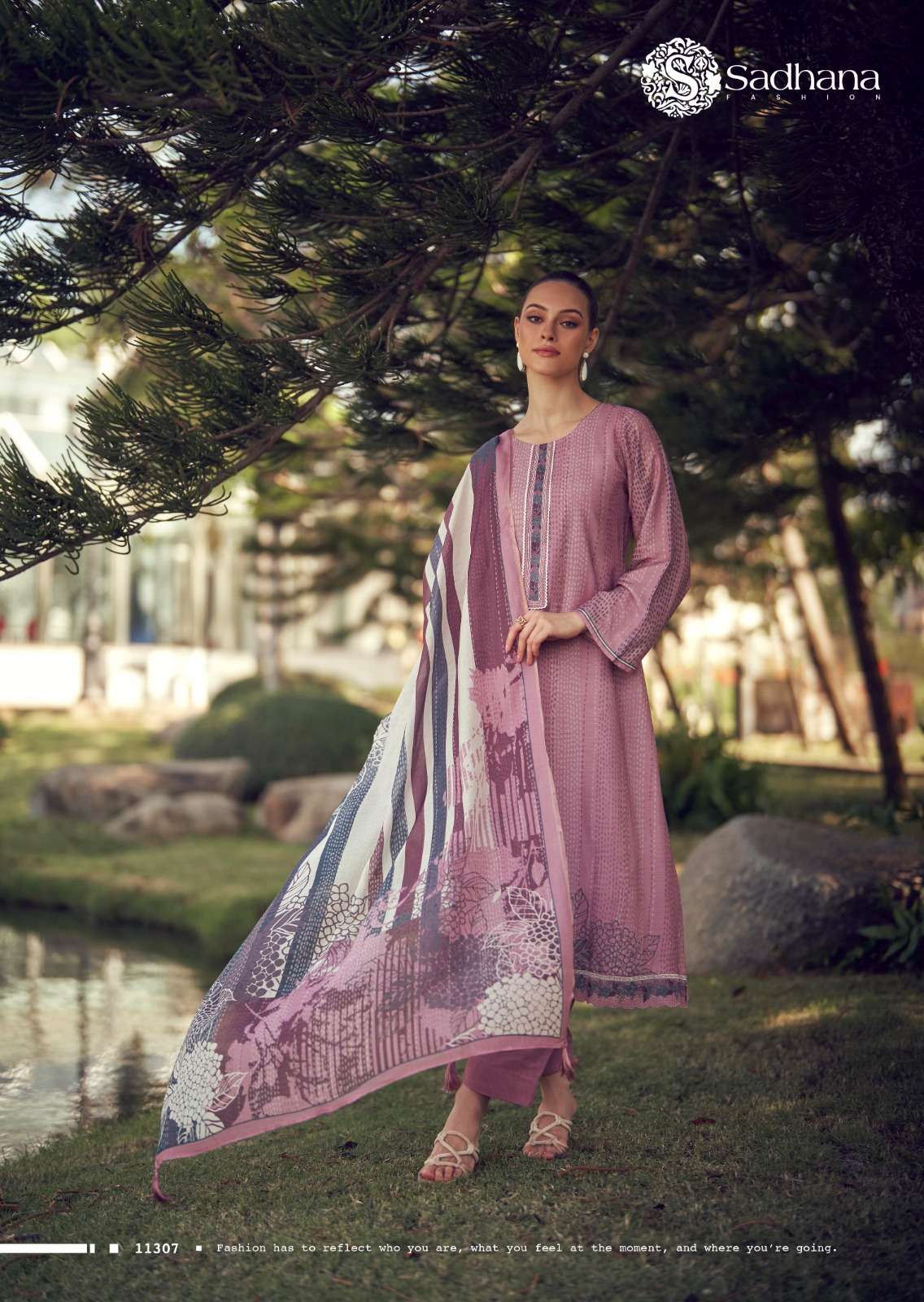 SADHANA FASHION ILIANA MUSLIN SILK DIGITAL PRINT WITH FANCY WORK SUIT