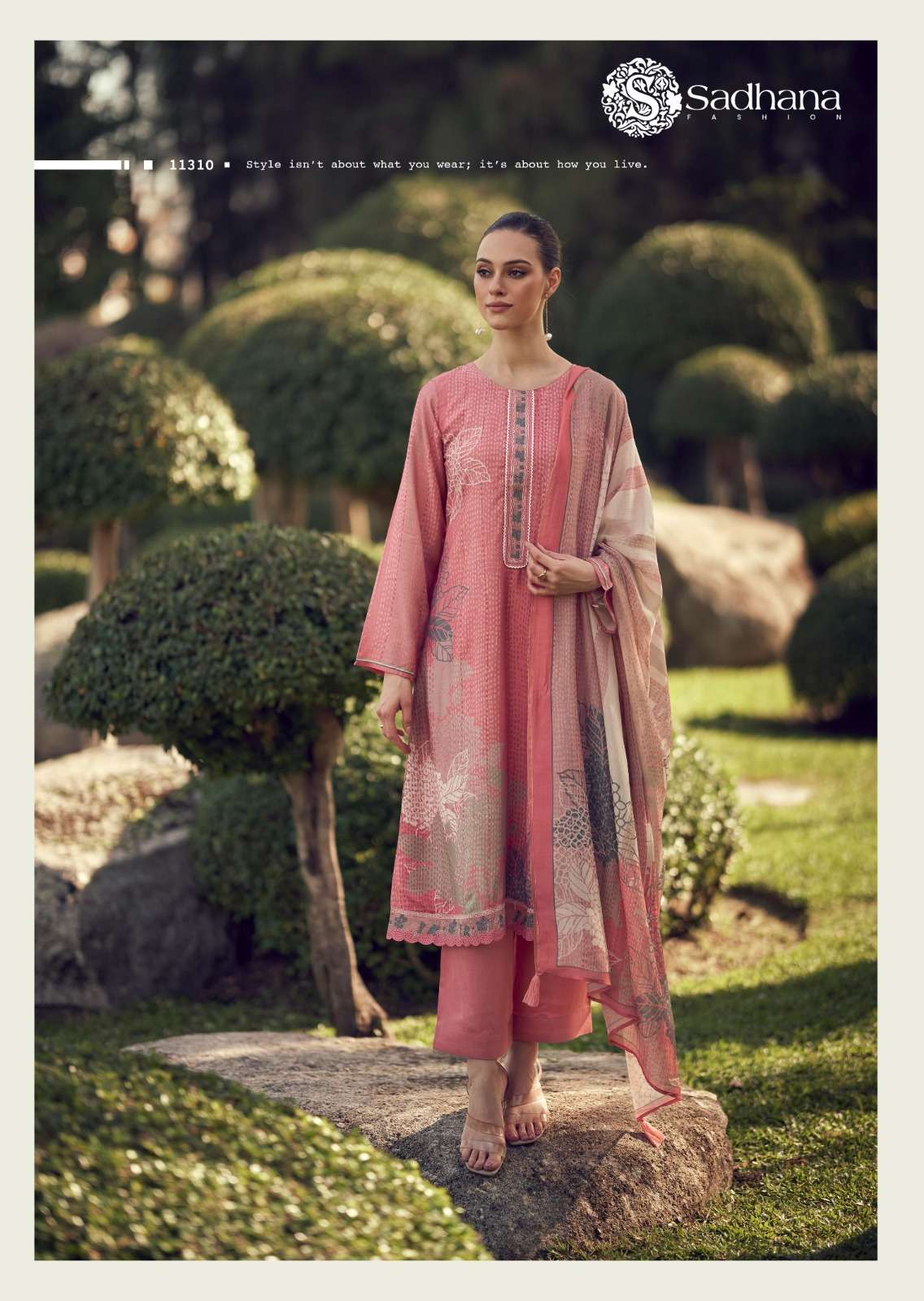 SADHANA FASHION ILIANA MUSLIN SILK DIGITAL PRINT WITH FANCY WORK SUIT