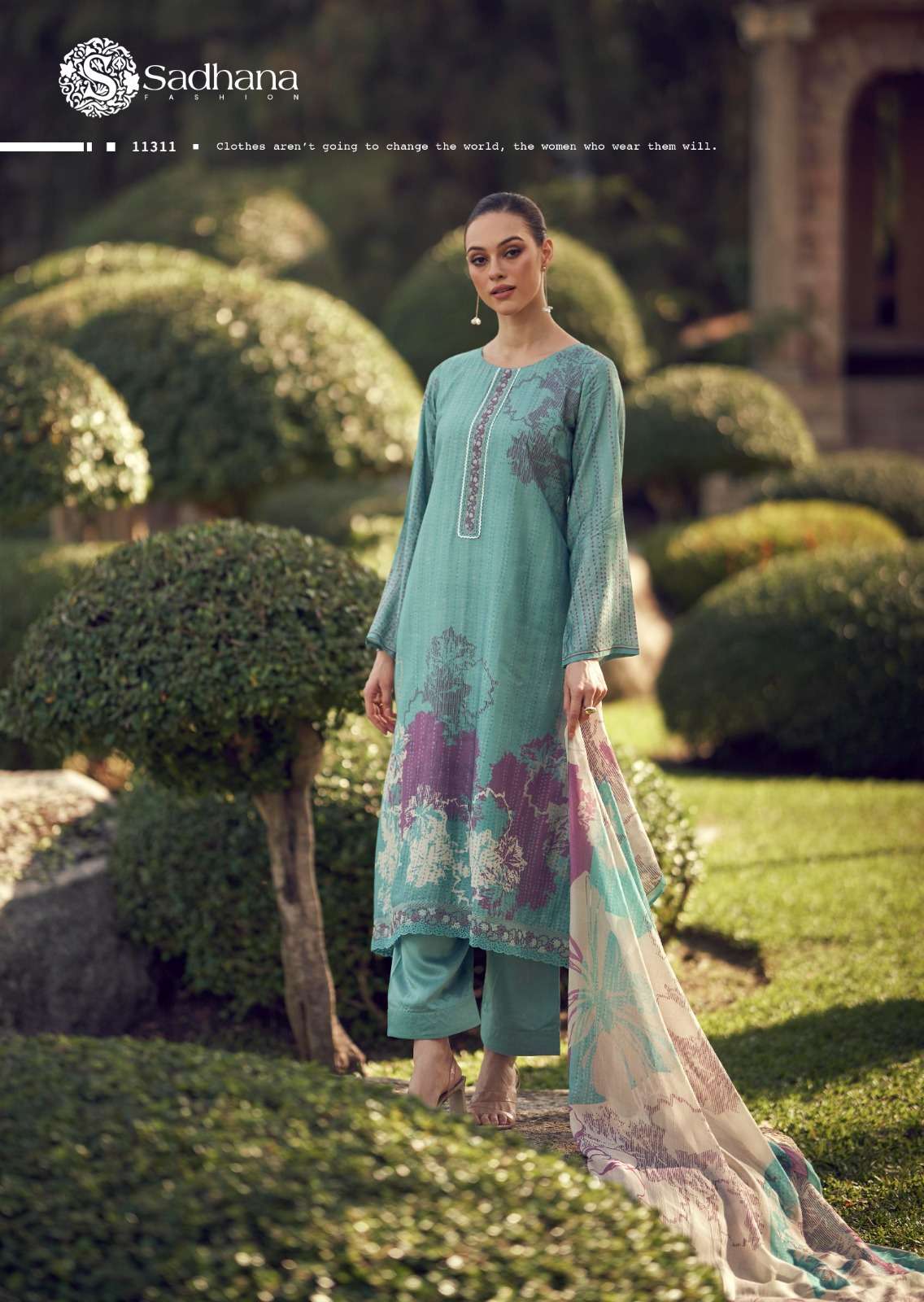 SADHANA FASHION ILIANA MUSLIN SILK DIGITAL PRINT WITH FANCY WORK SUIT
