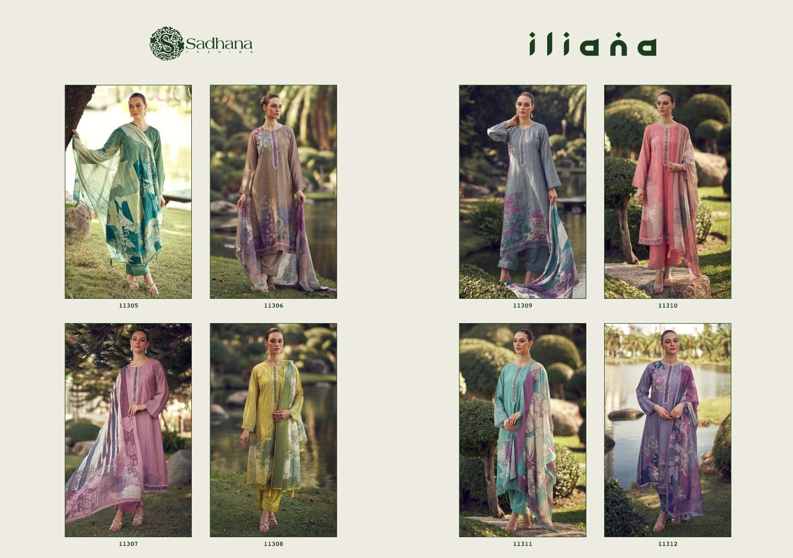 SADHANA FASHION ILIANA MUSLIN SILK DIGITAL PRINT WITH FANCY WORK SUIT