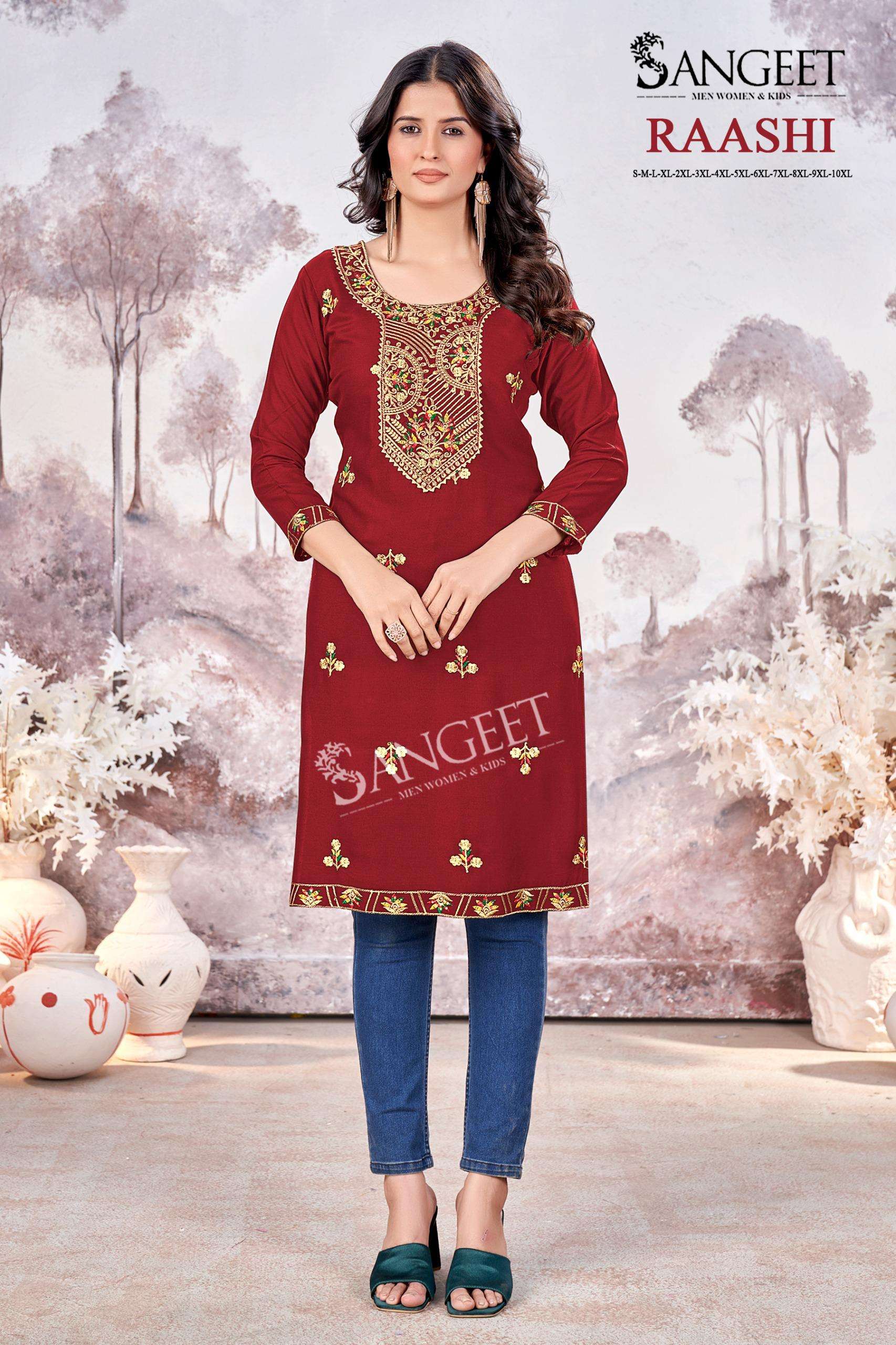 SANGEET RAASHI FANCY SEQUENCE EMBROIDERIES KURTI