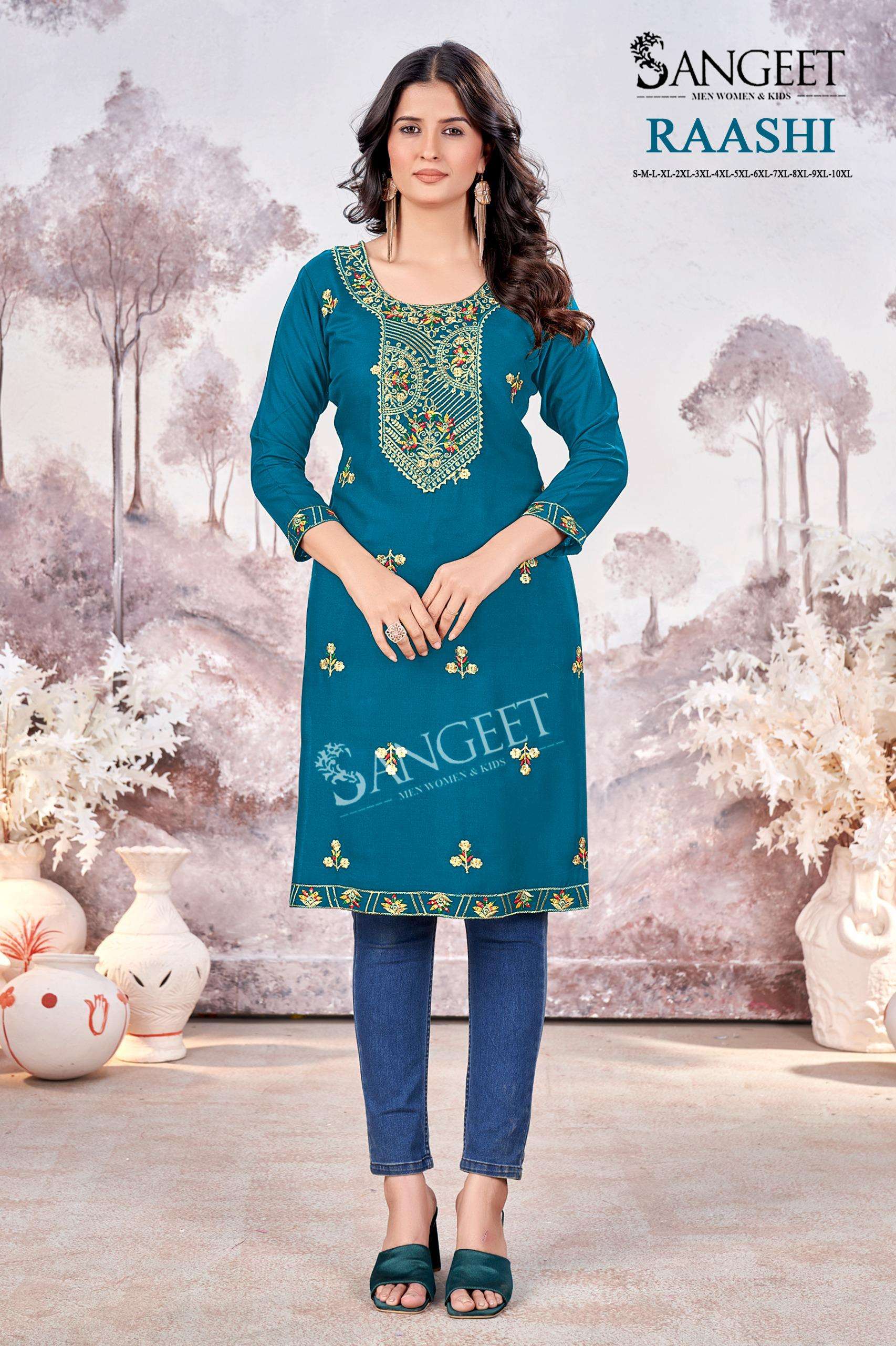 SANGEET RAASHI FANCY SEQUENCE EMBROIDERIES KURTI