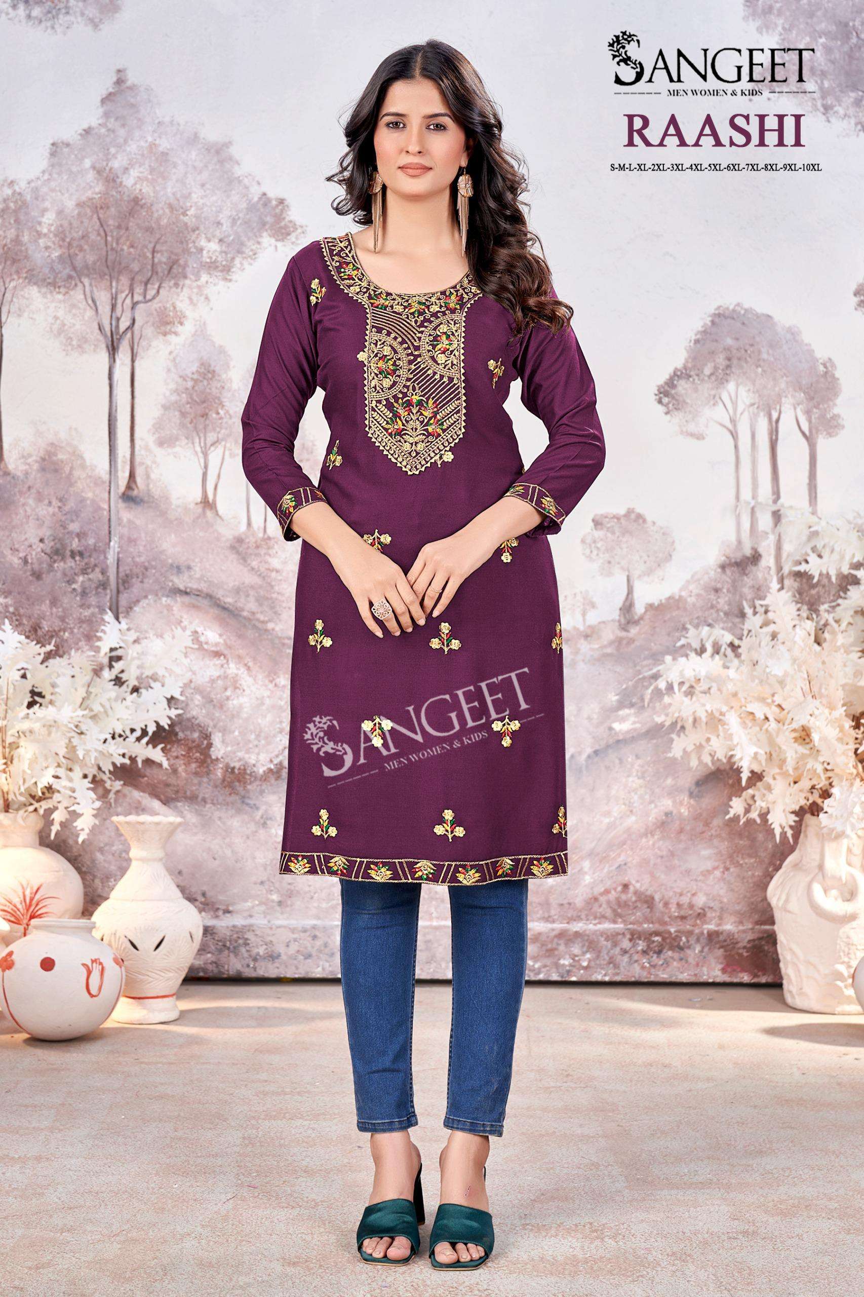 SANGEET RAASHI FANCY SEQUENCE EMBROIDERIES KURTI