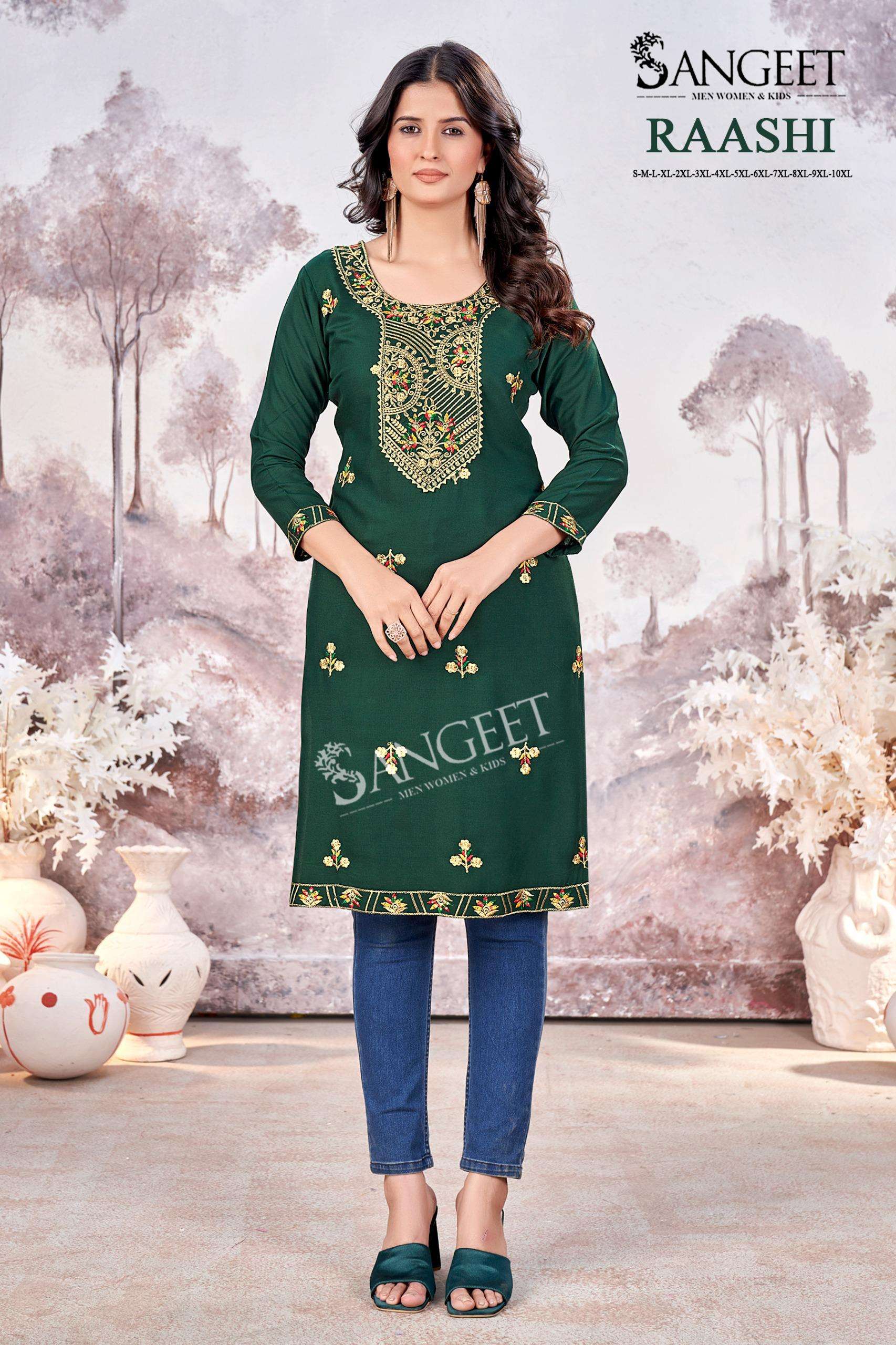 SANGEET RAASHI FANCY SEQUENCE EMBROIDERIES KURTI
