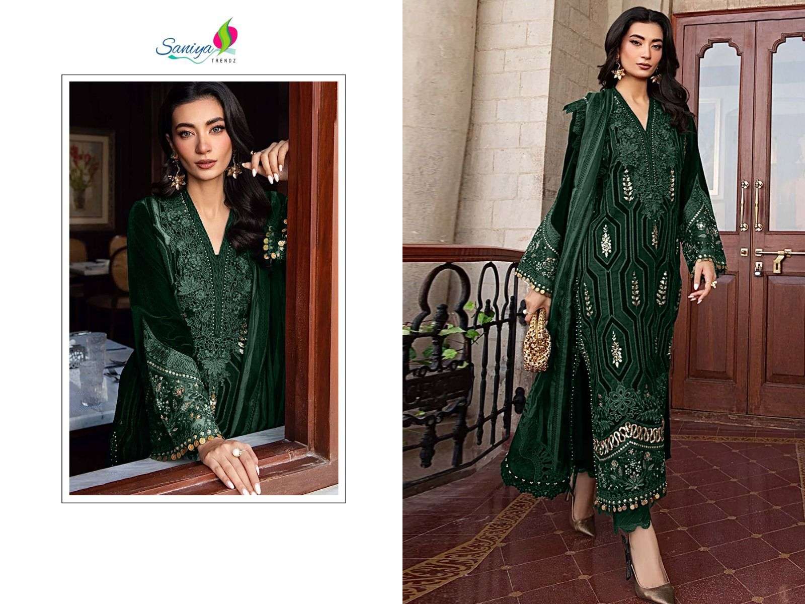 SANIYA TRENDZ D NO 7120 RAYON CHIKANKARI EMBROIDERED PAKISTANI SUIT
