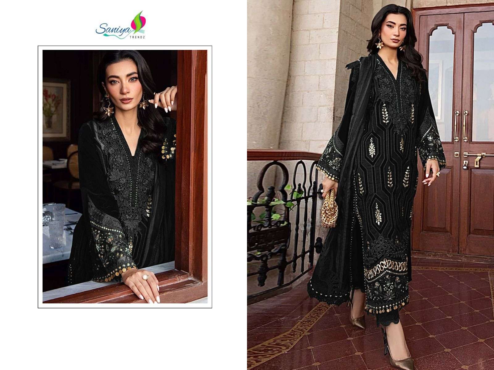 SANIYA TRENDZ D NO 7120 RAYON CHIKANKARI EMBROIDERED PAKISTANI SUIT
