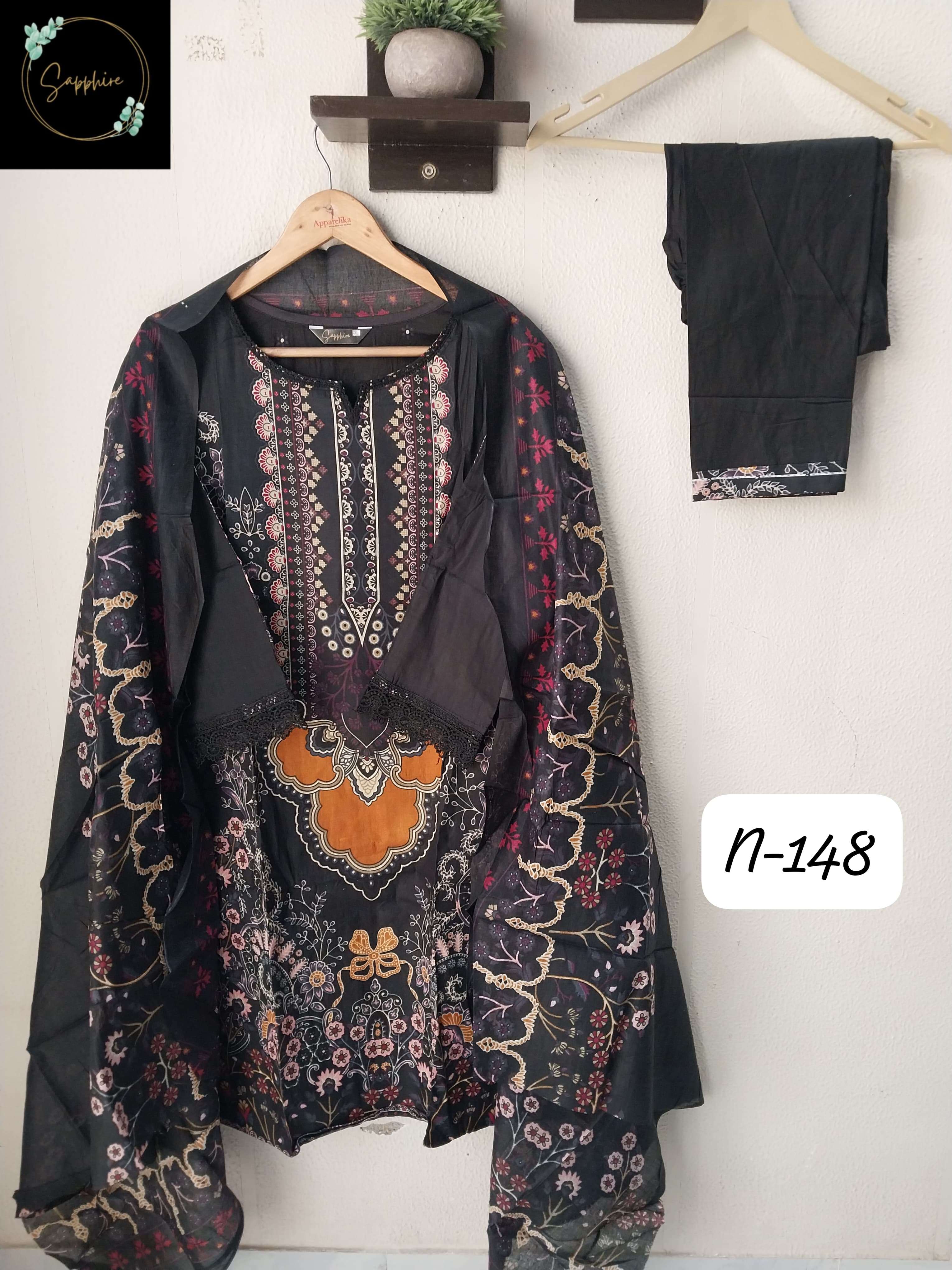 SAPPHIRE AGHA NOORAIN N 148 LAWN COTTON FANCY WORK SUIT