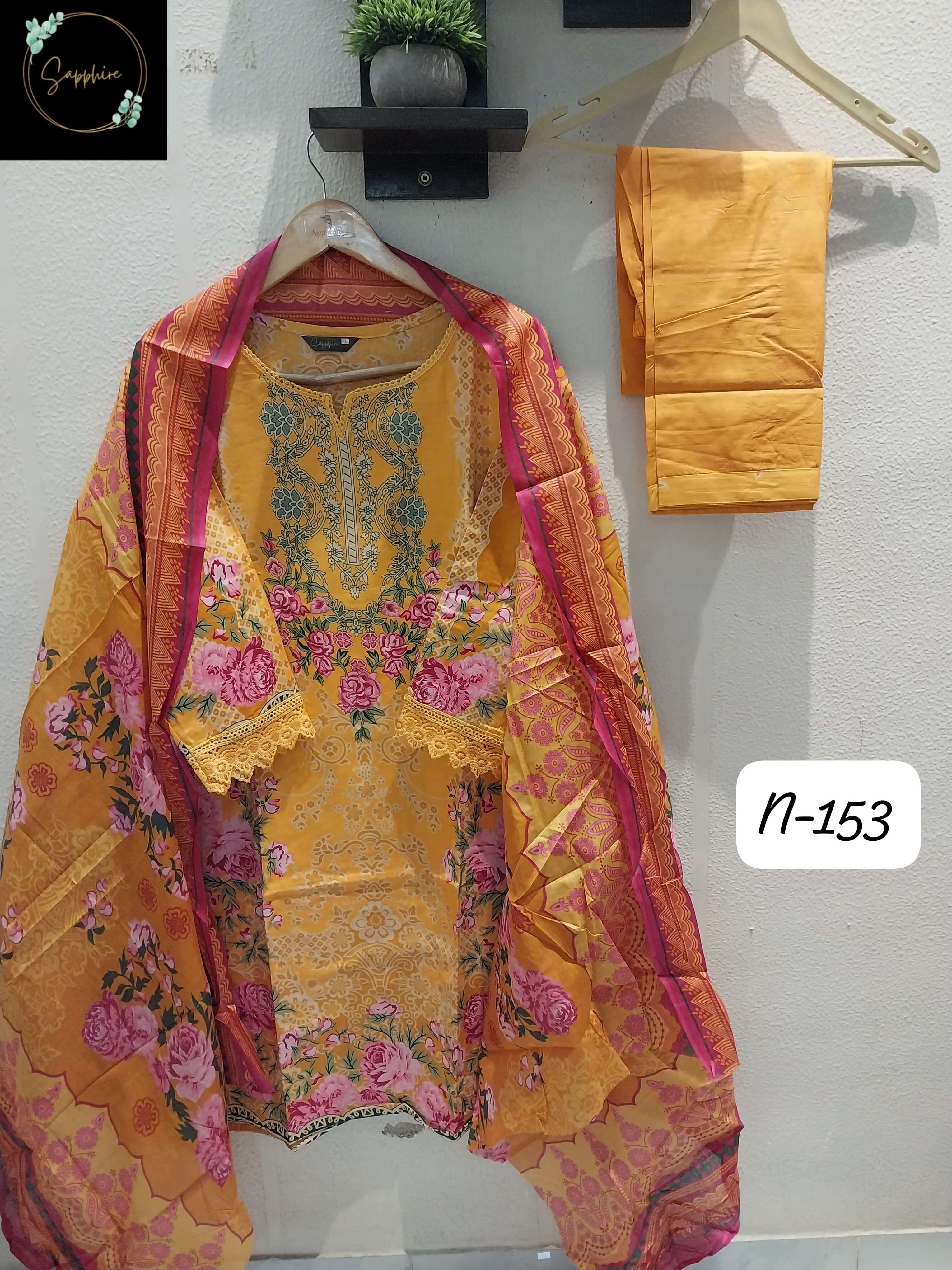 SAPPHIRE AGHA NOORAIN N 153 LAWN COTTON FANCY WORK SUIT