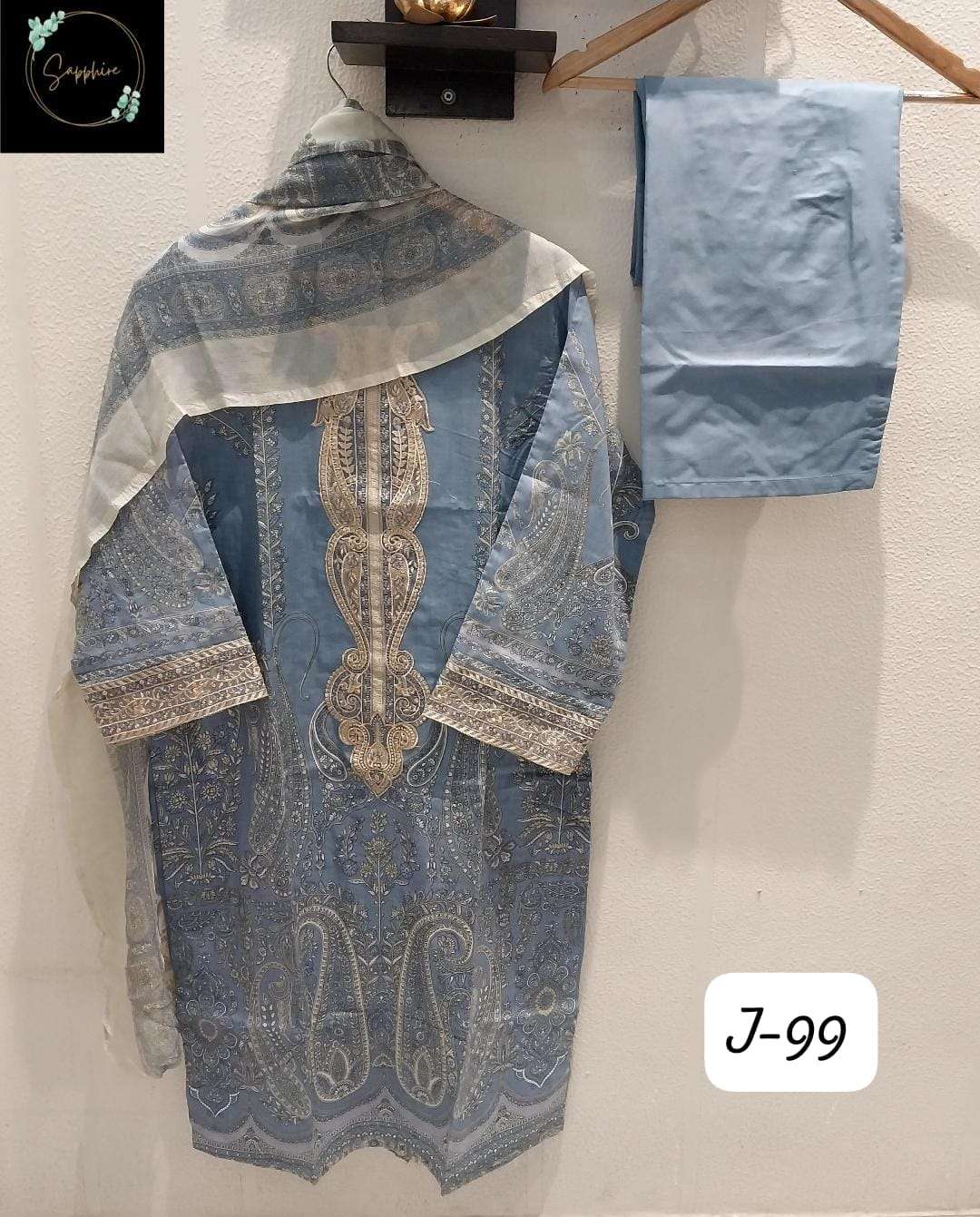 SAPPHIRE JAZMIN VOL 99 LAWN COTTON FANCY WORK PAKISTANI SUIT