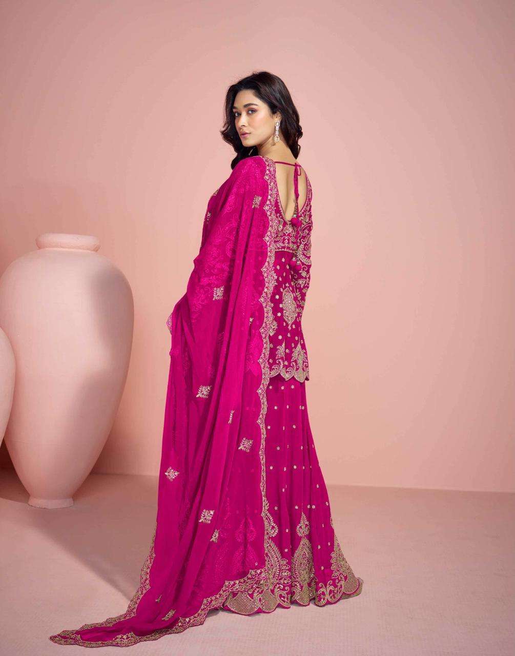 SAYURI DESIGNER VEERA GEORGETTE HEAVY ELEGANT DESIGNER WEDDING WEAR SUIT
