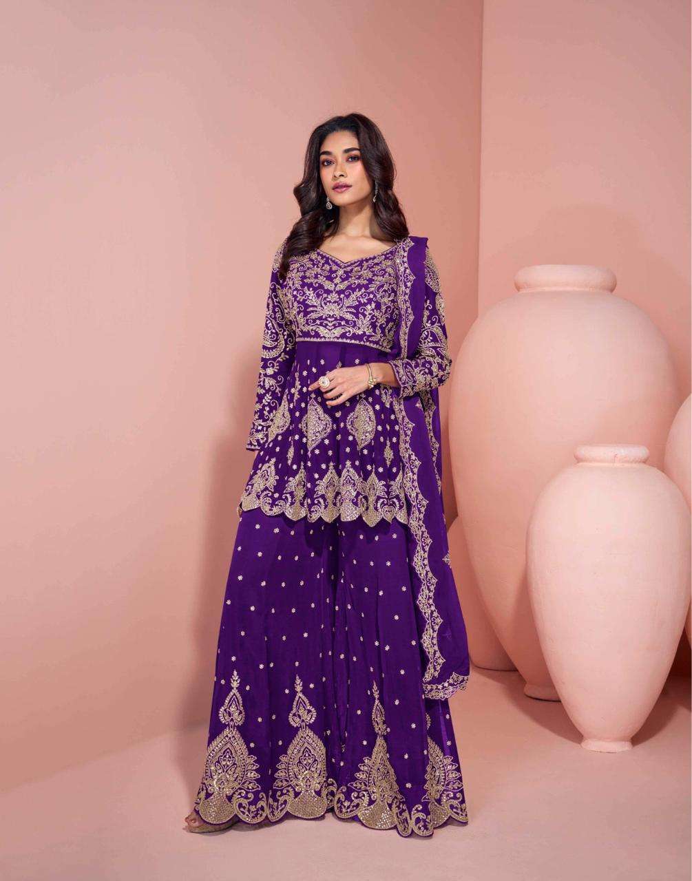 SAYURI DESIGNER VEERA GEORGETTE HEAVY ELEGANT DESIGNER WEDDING WEAR SUIT