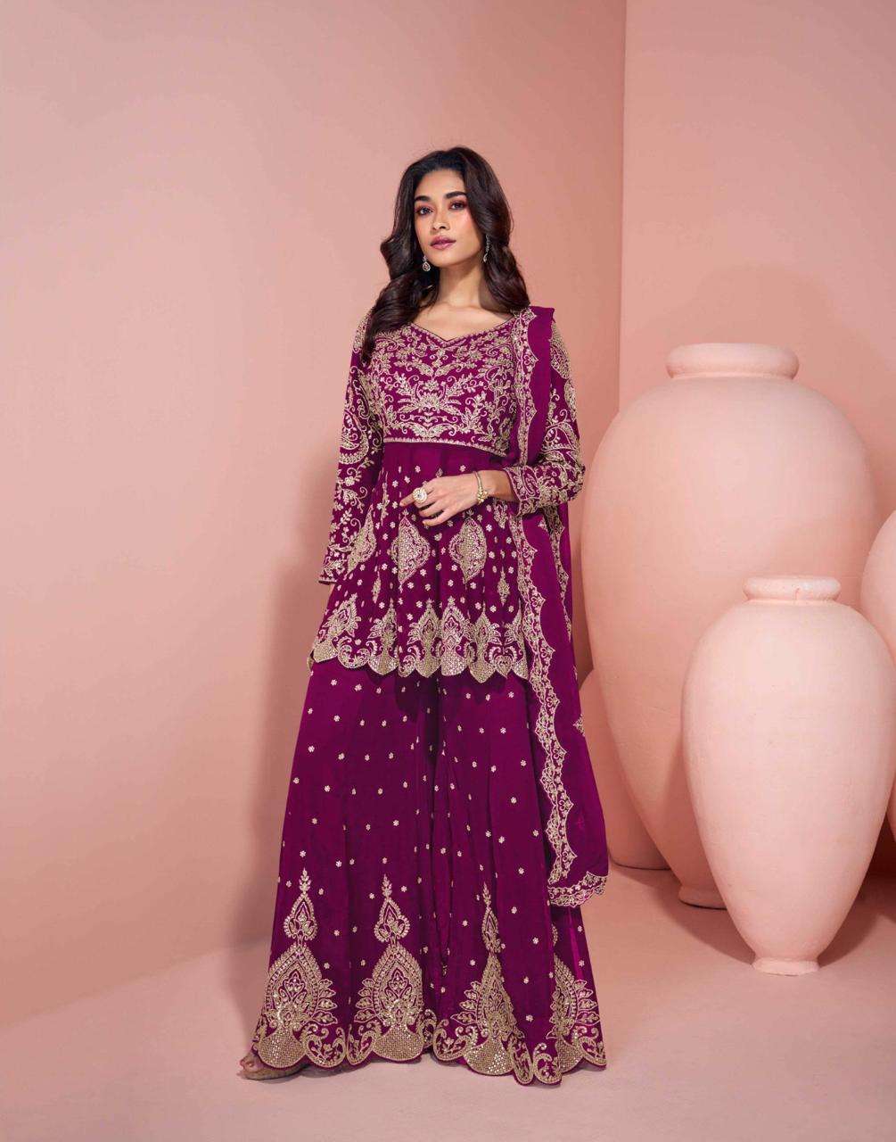 SAYURI DESIGNER VEERA GEORGETTE HEAVY ELEGANT DESIGNER WEDDING WEAR SUIT