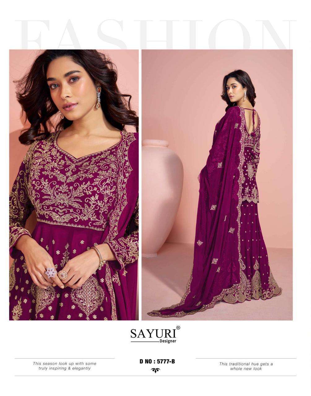 SAYURI DESIGNER VEERA GEORGETTE HEAVY ELEGANT DESIGNER WEDDING WEAR SUIT