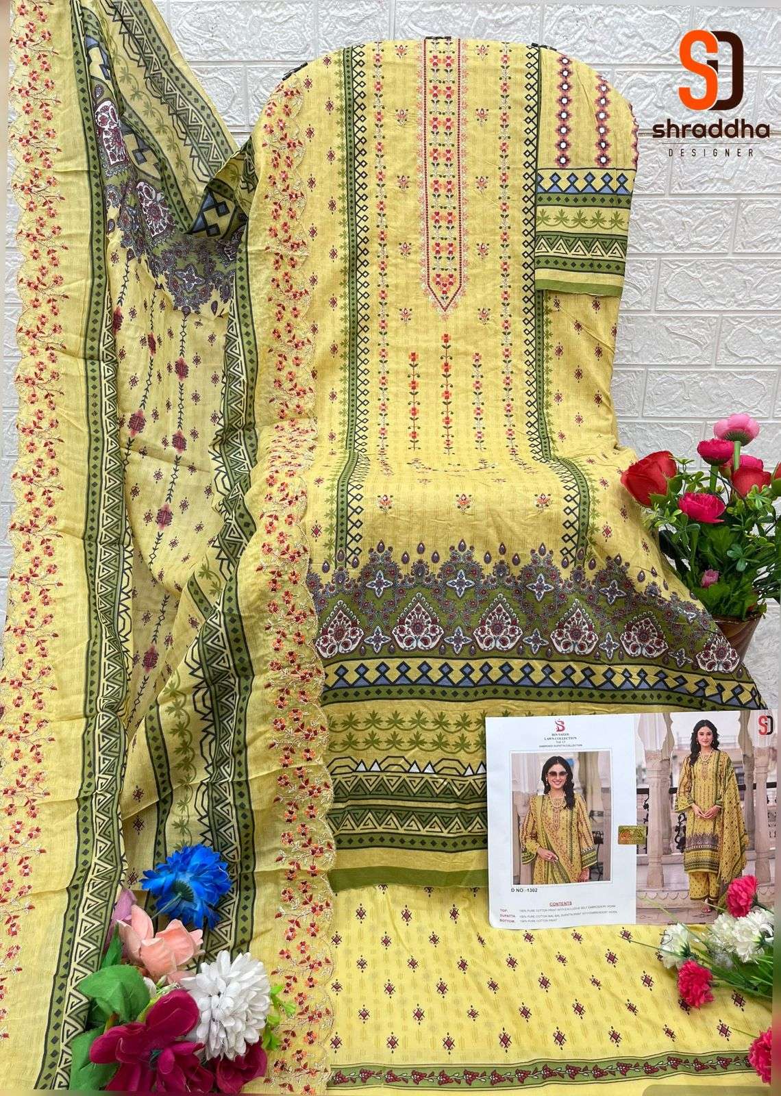 SHARADDHA DESIGNER BIN SAEED LAWN COLLECTION VOL 13 COTTON SUIT