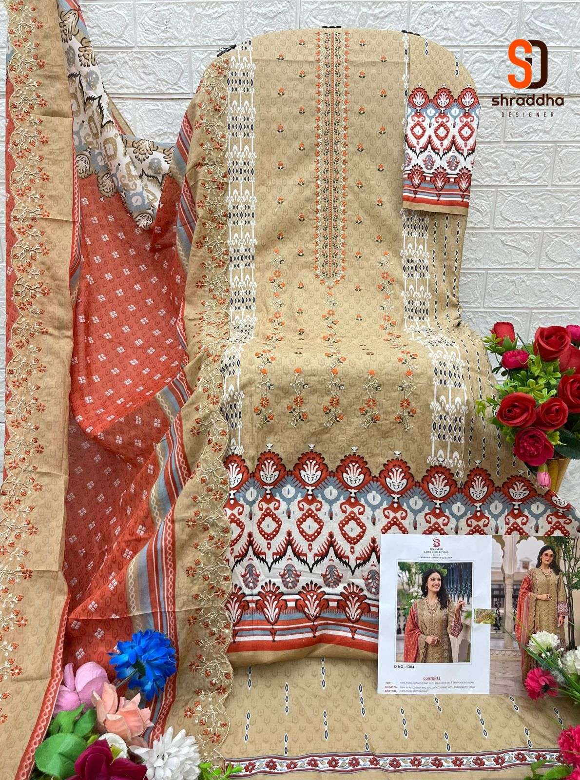 SHARADDHA DESIGNER BIN SAEED LAWN COLLECTION VOL 13 COTTON SUIT