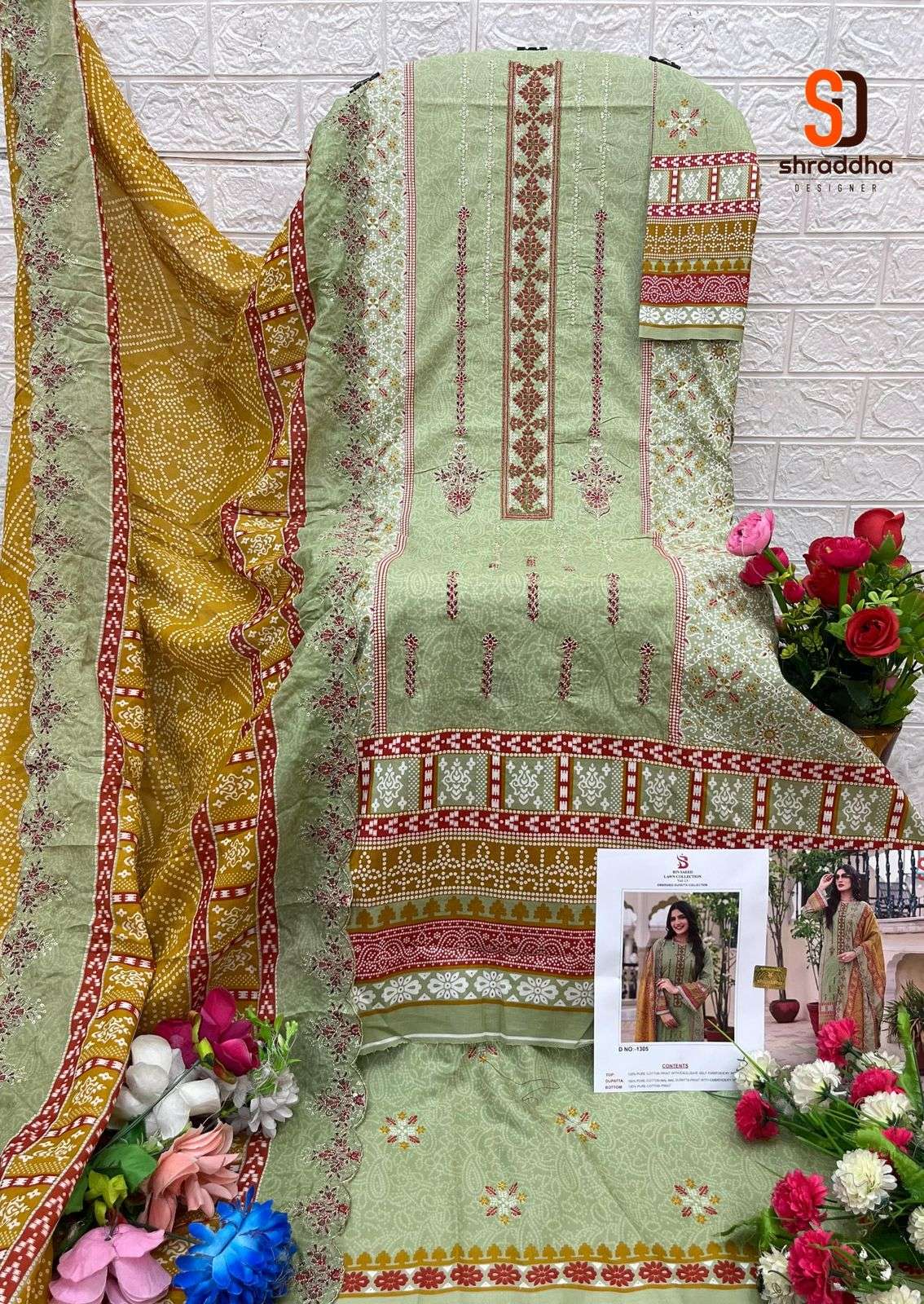 SHARADDHA DESIGNER BIN SAEED LAWN COLLECTION VOL 13 COTTON SUIT