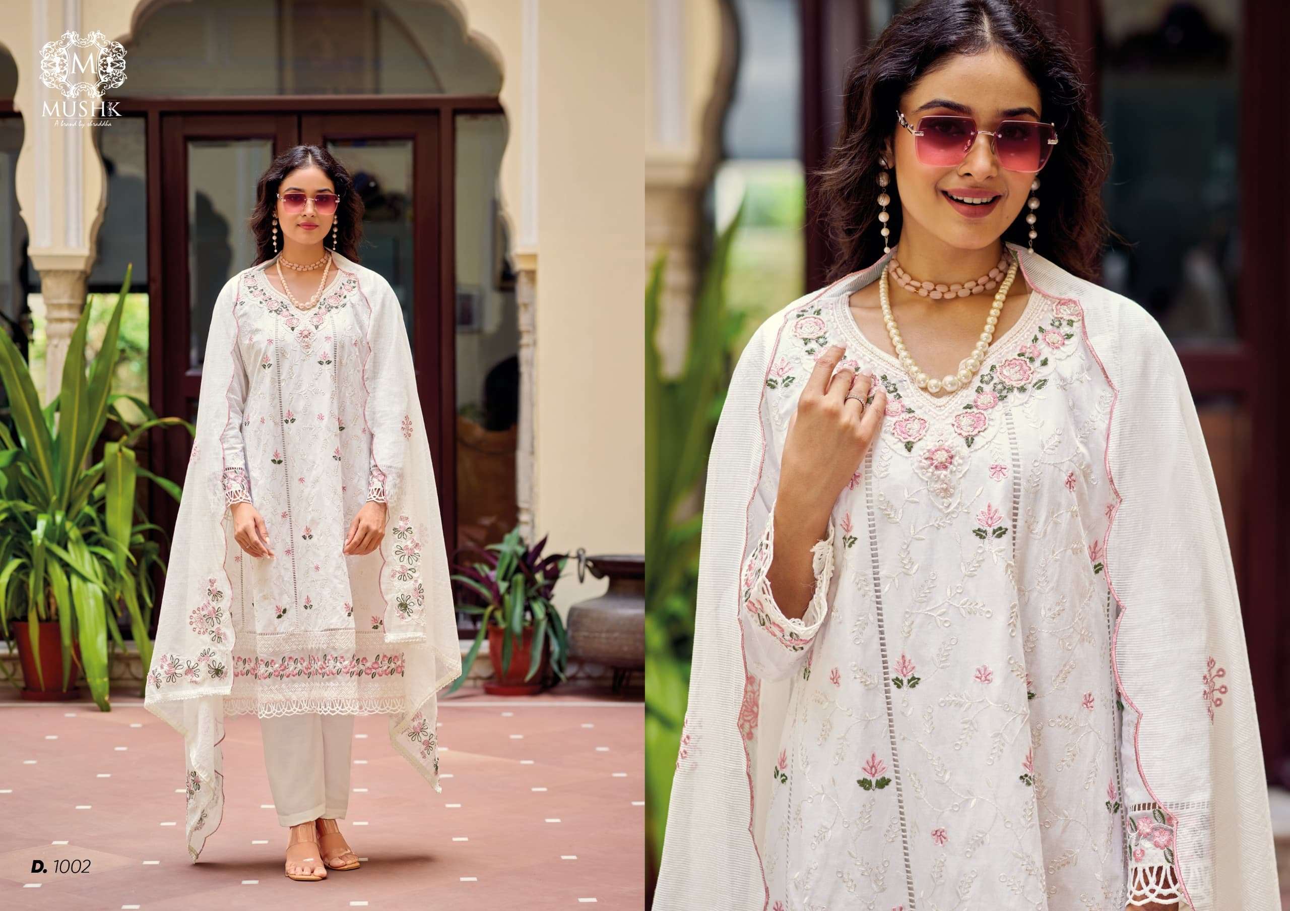 SHRADDHA DESIGNER PURE COTTON KHATLI WORK EMBROIDERED READYMADE ANARKALI DRESS