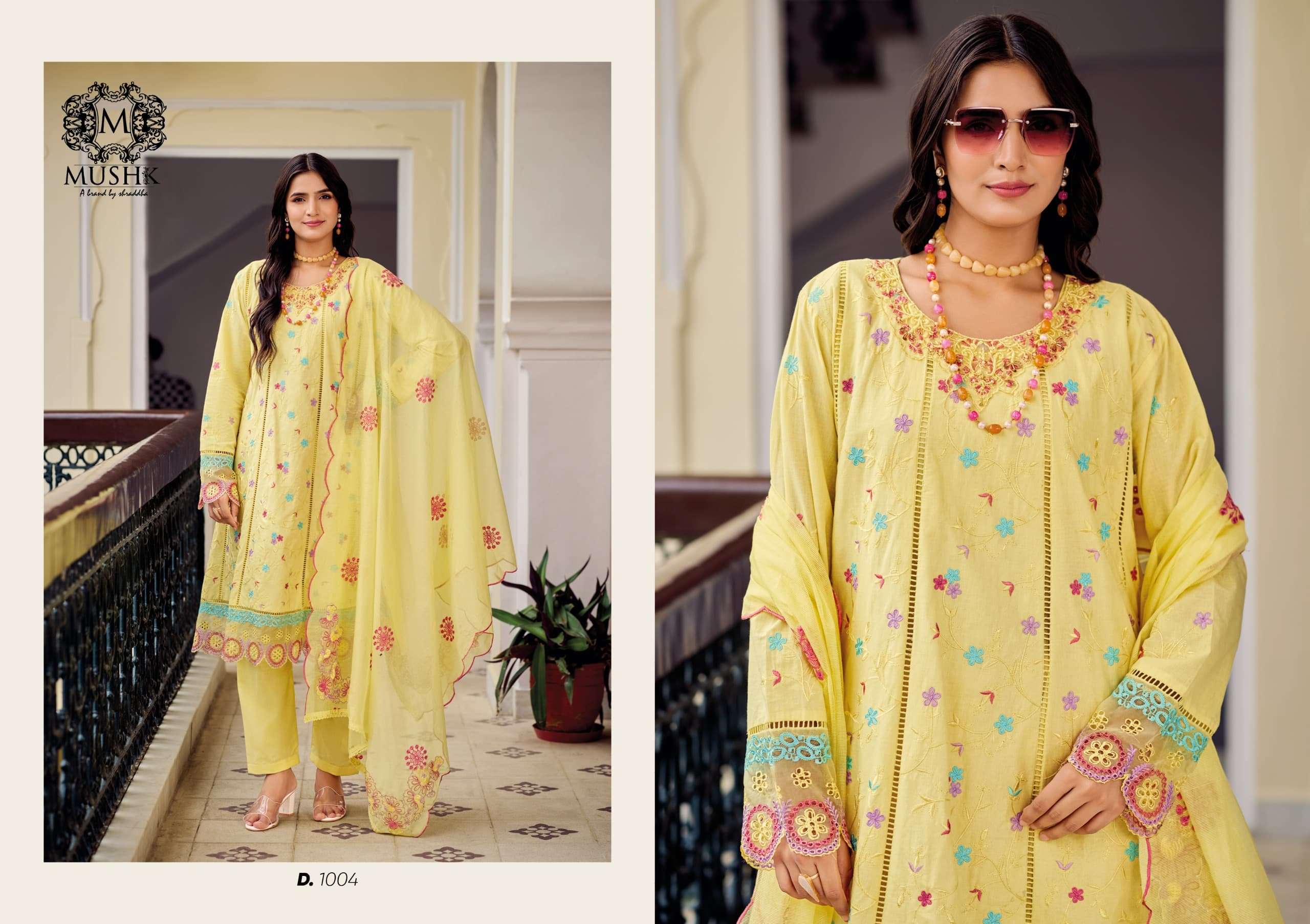 SHRADDHA DESIGNER PURE COTTON KHATLI WORK EMBROIDERED READYMADE ANARKALI DRESS