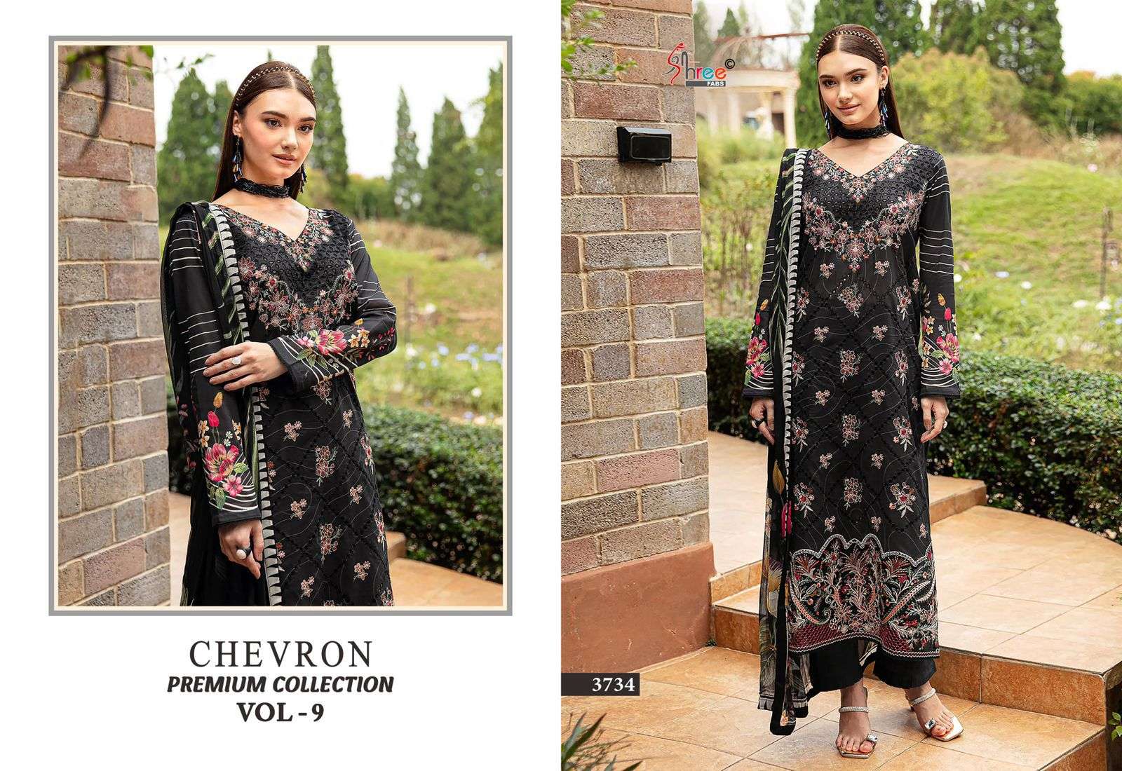 SHREE FABS CHEVRON PREMIUM COLLECTION VOL 9 COTTON DESIGNER WORK SALWAR KAMEEZ 