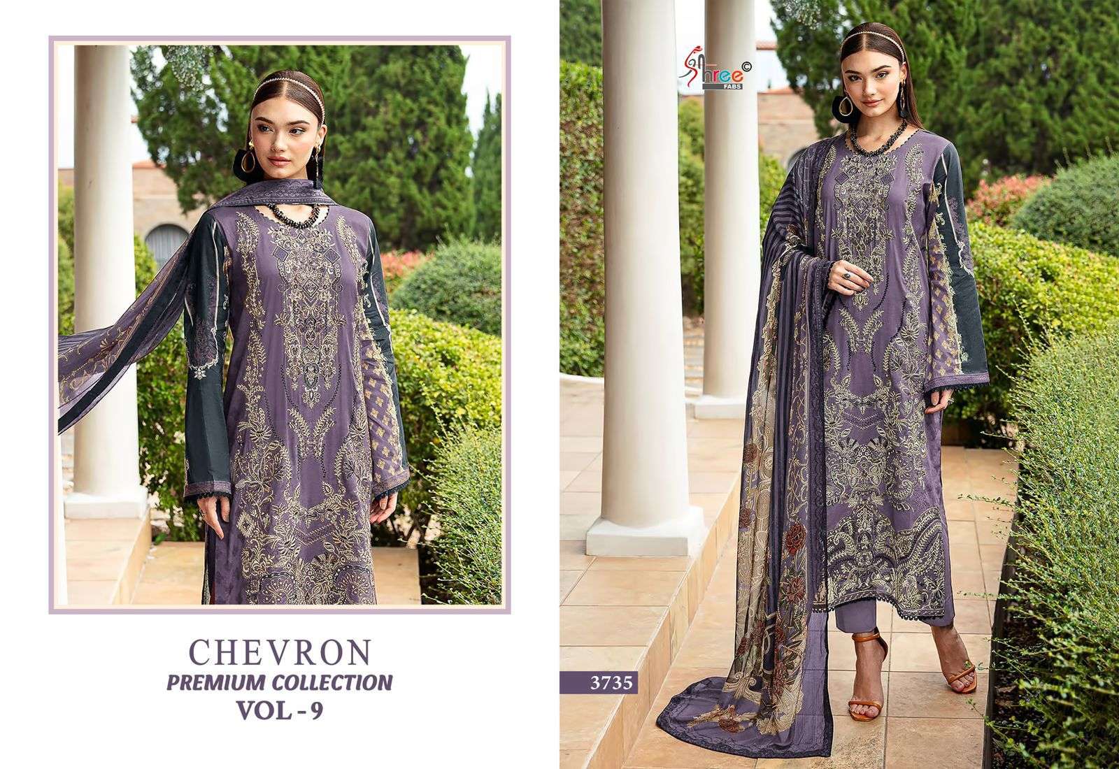 SHREE FABS CHEVRON PREMIUM COLLECTION VOL 9 COTTON DESIGNER WORK SALWAR KAMEEZ 
