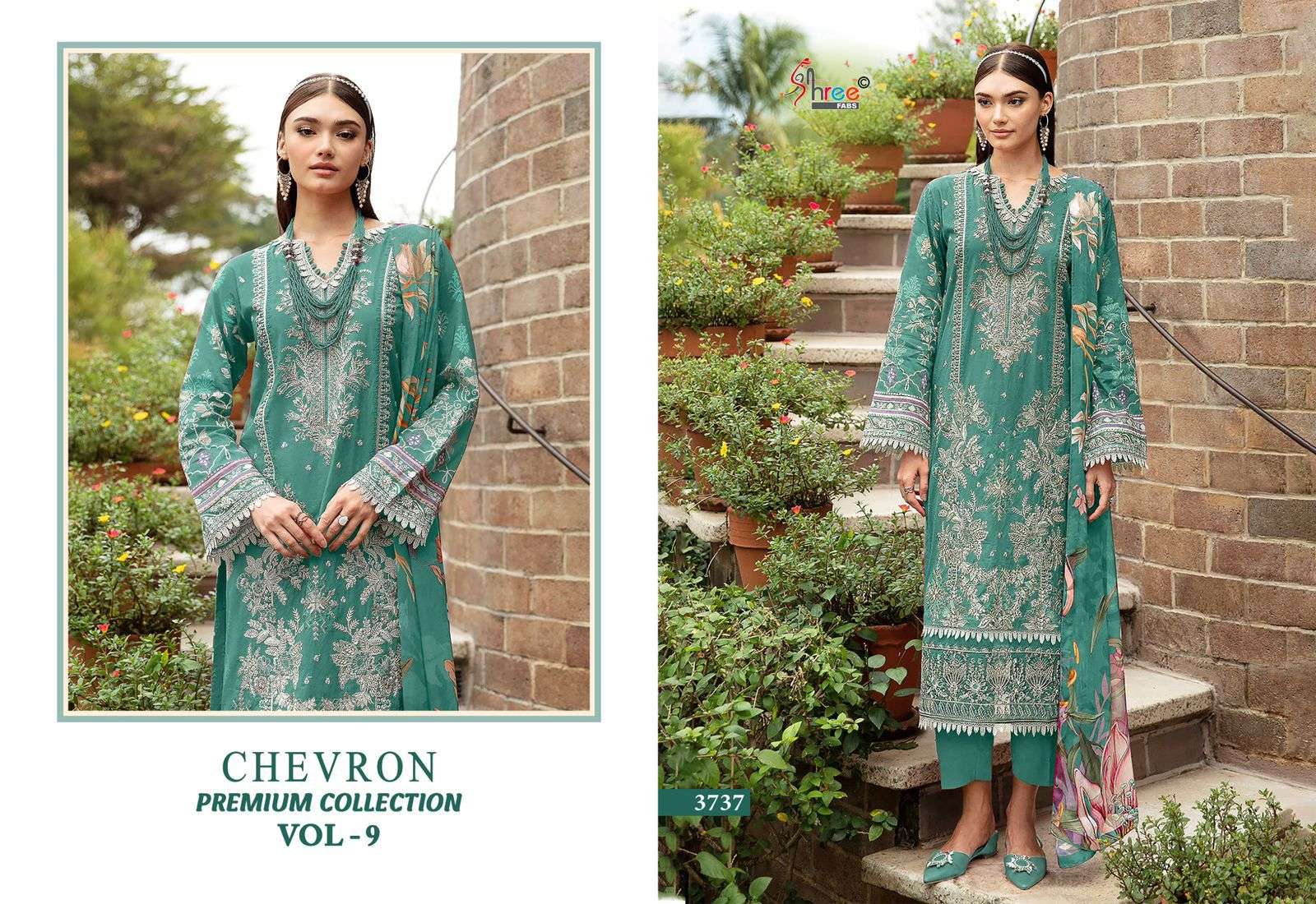 SHREE FABS CHEVRON PREMIUM COLLECTION VOL 9 COTTON DESIGNER WORK SALWAR KAMEEZ 