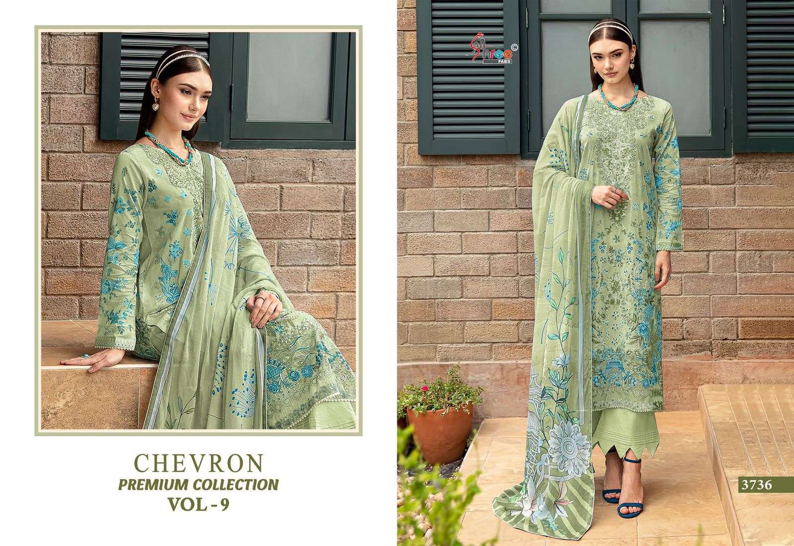 SHREE FABS CHEVRON PREMIUM COLLECTION VOL 9 COTTON DESIGNER WORK SALWAR KAMEEZ 