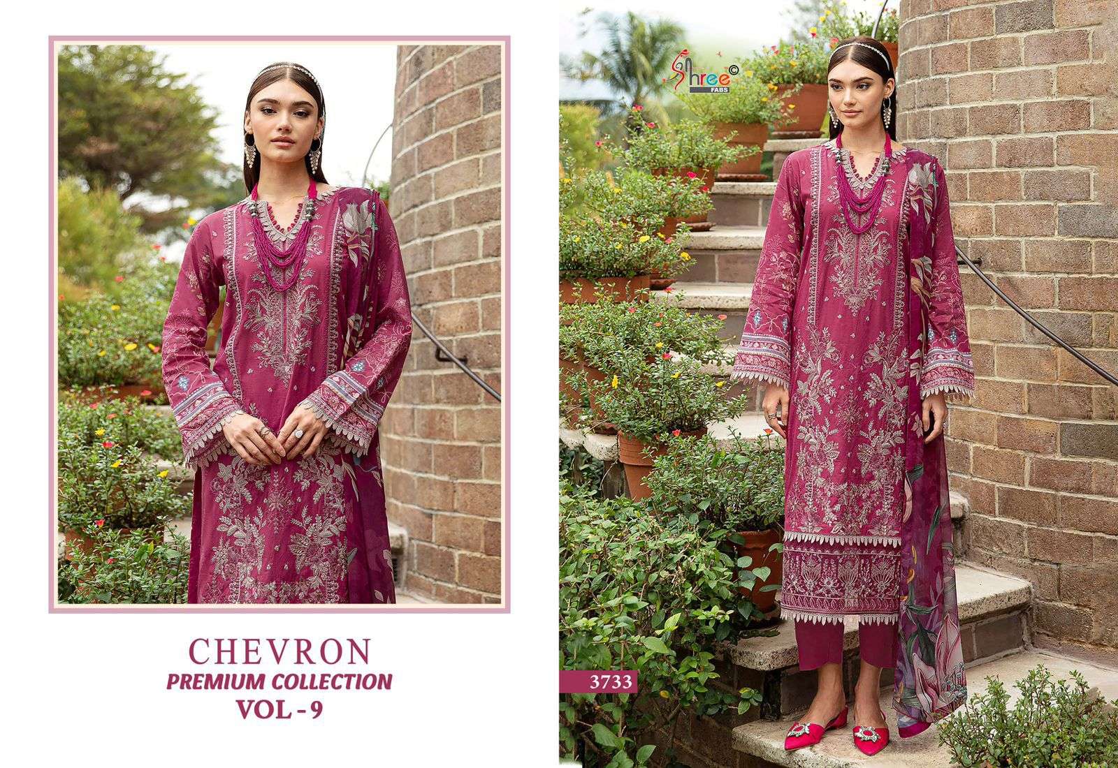 SHREE FABS CHEVRON PREMIUM COLLECTION VOL 9 COTTON DESIGNER WORK SALWAR KAMEEZ 